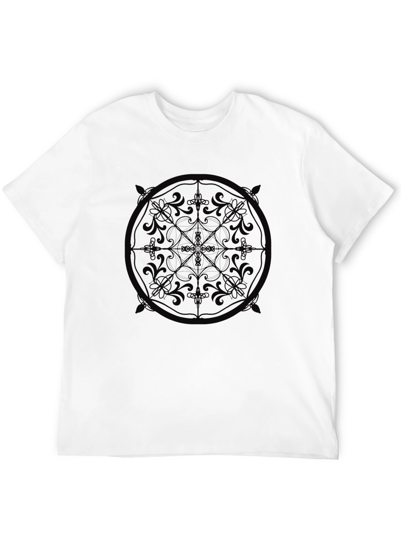 Black Graphic Tee - Floral Mandala Print