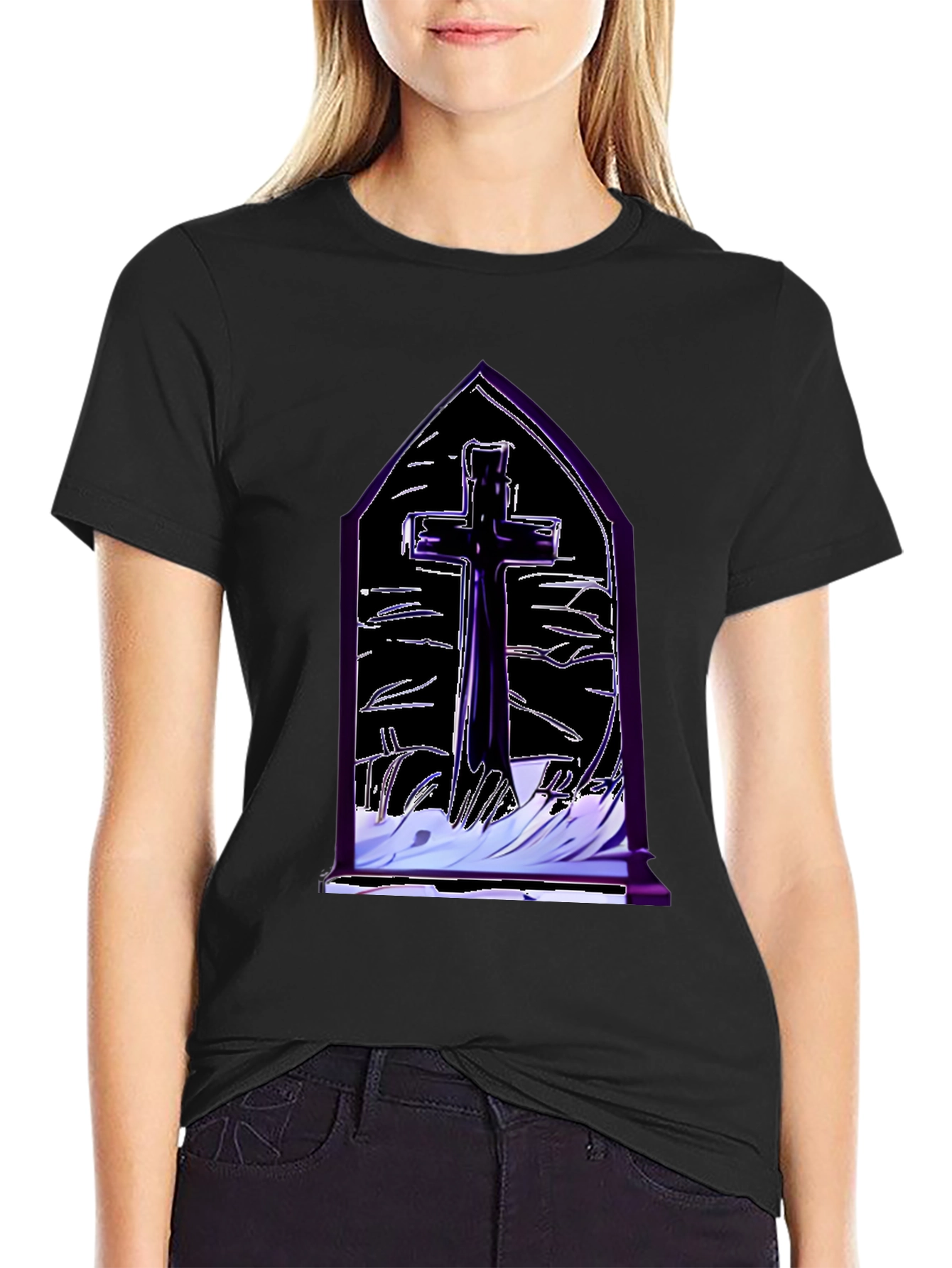 Gothic Cross T-Shirt - Mens Black Graphic Tee