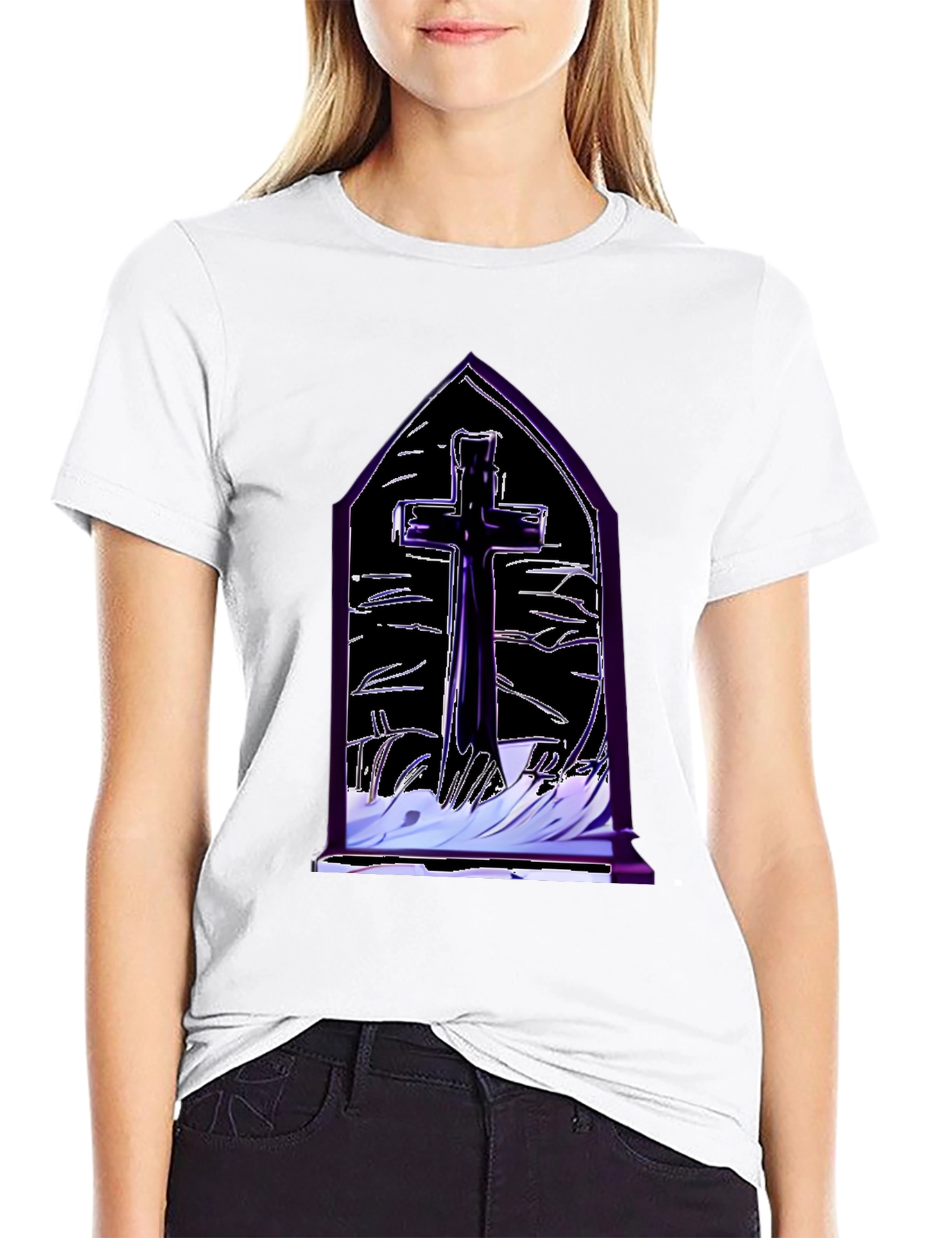 Gothic Cross T-Shirt - Mens Black Graphic Tee