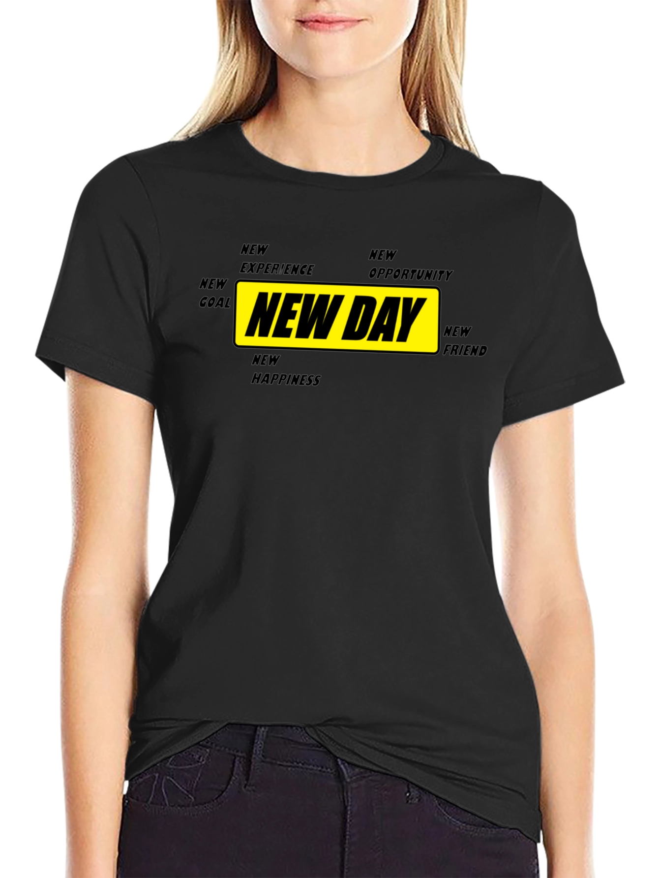 New Day Motivational Graphic Tee - Black