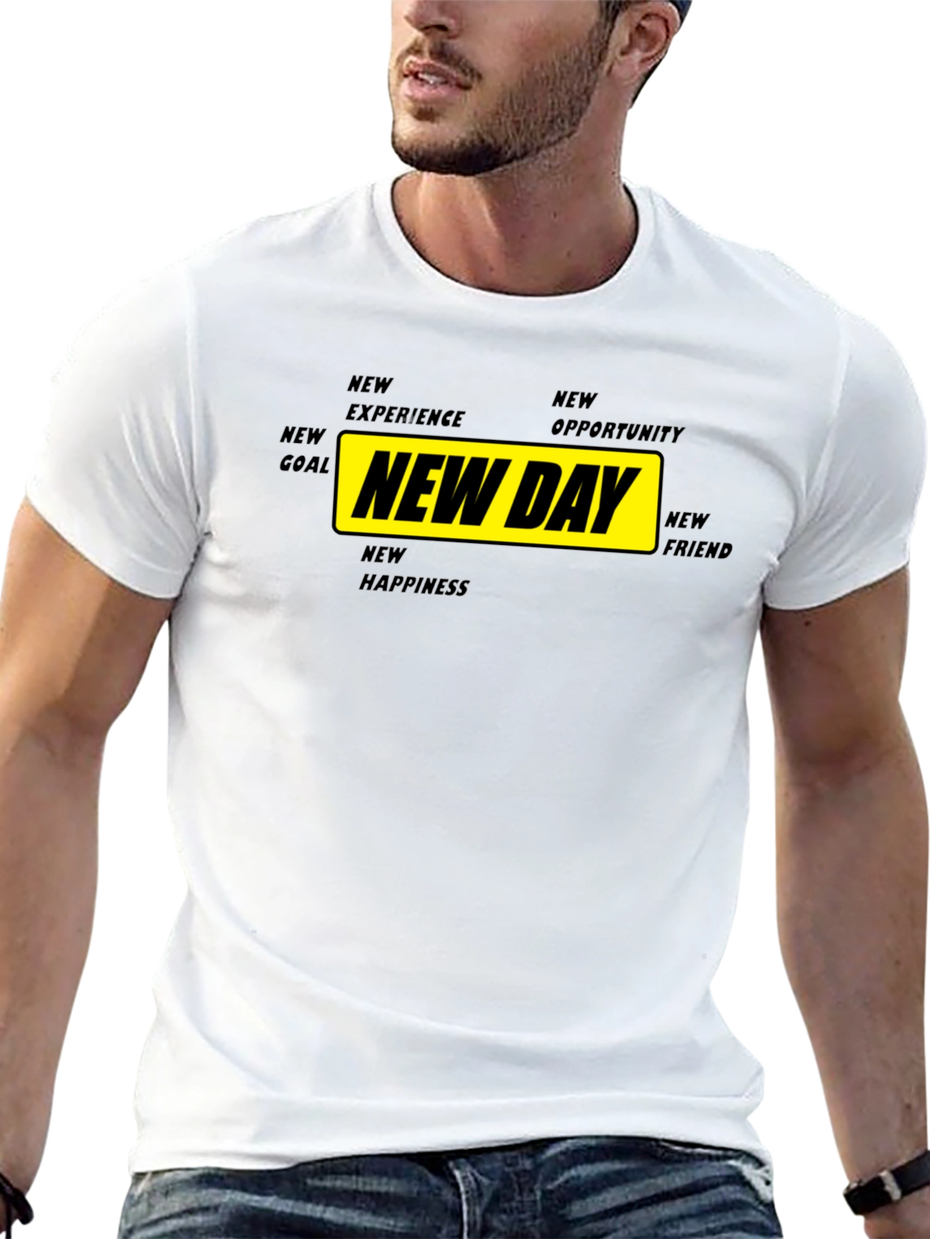 New Day Motivational Graphic Tee - Black