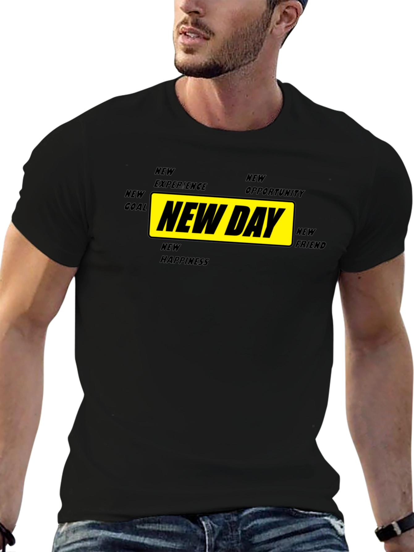 New Day Motivational Graphic Tee - Black