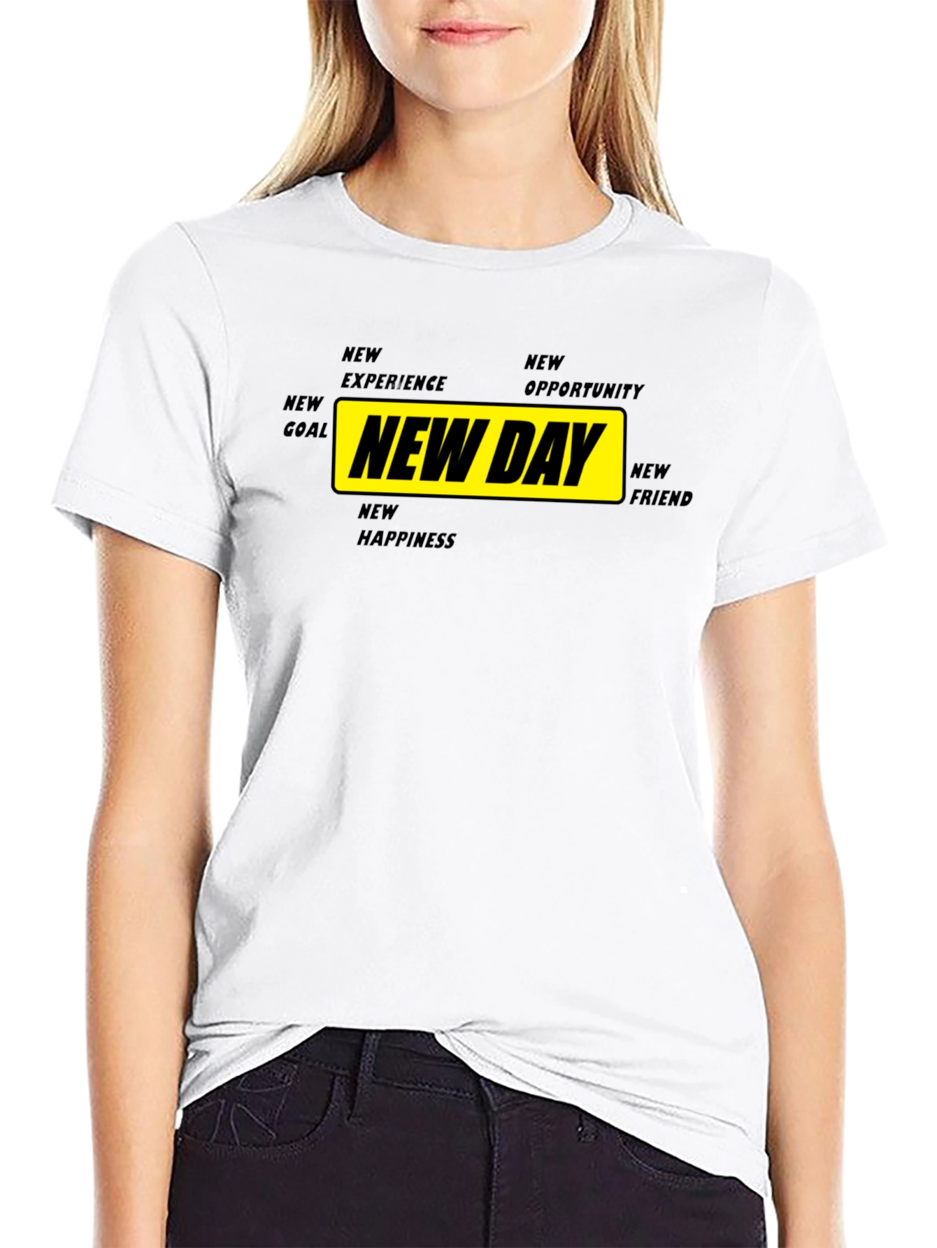 New Day Motivational Graphic Tee - Black