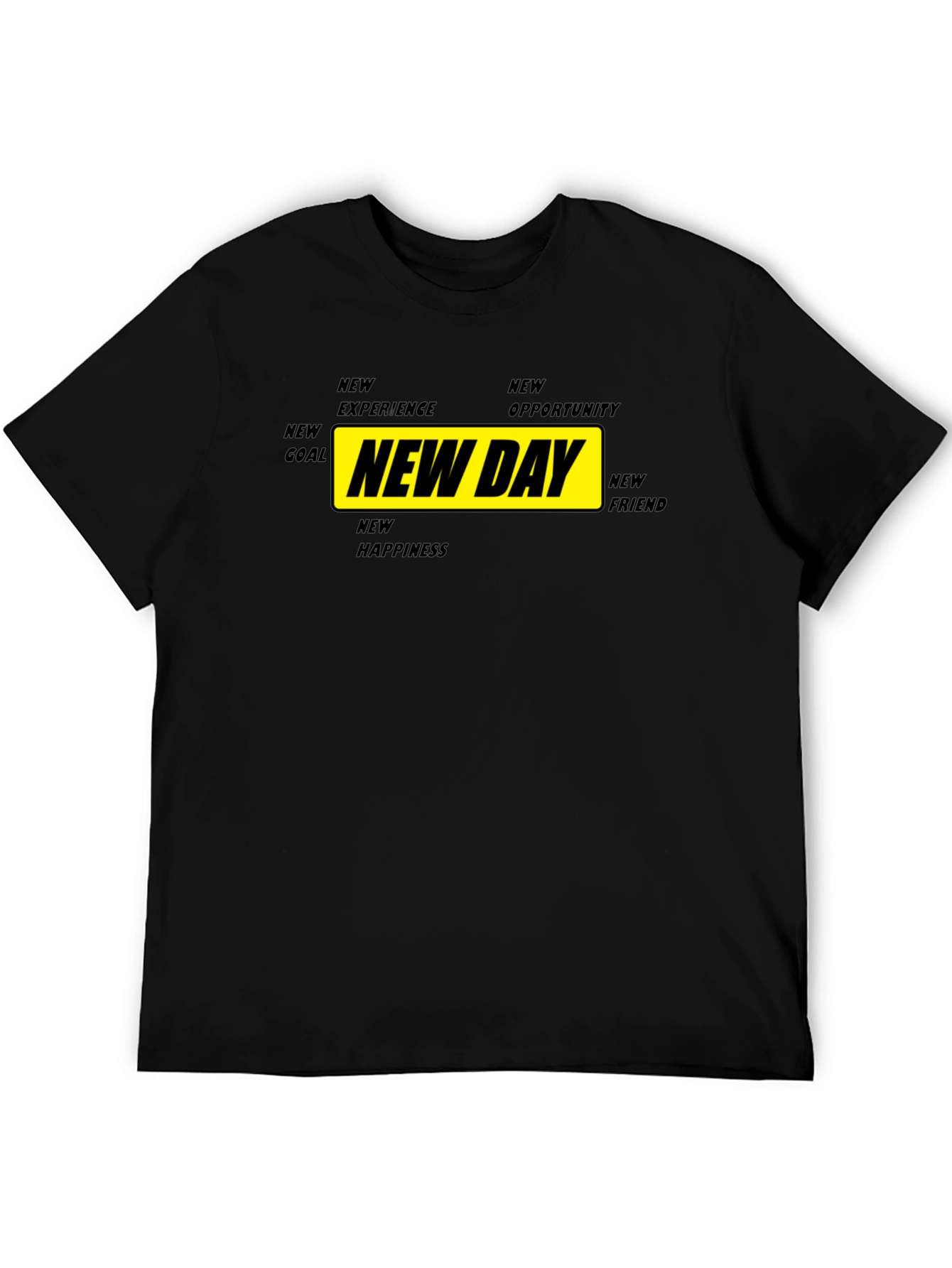New Day Motivational Graphic Tee - Black
