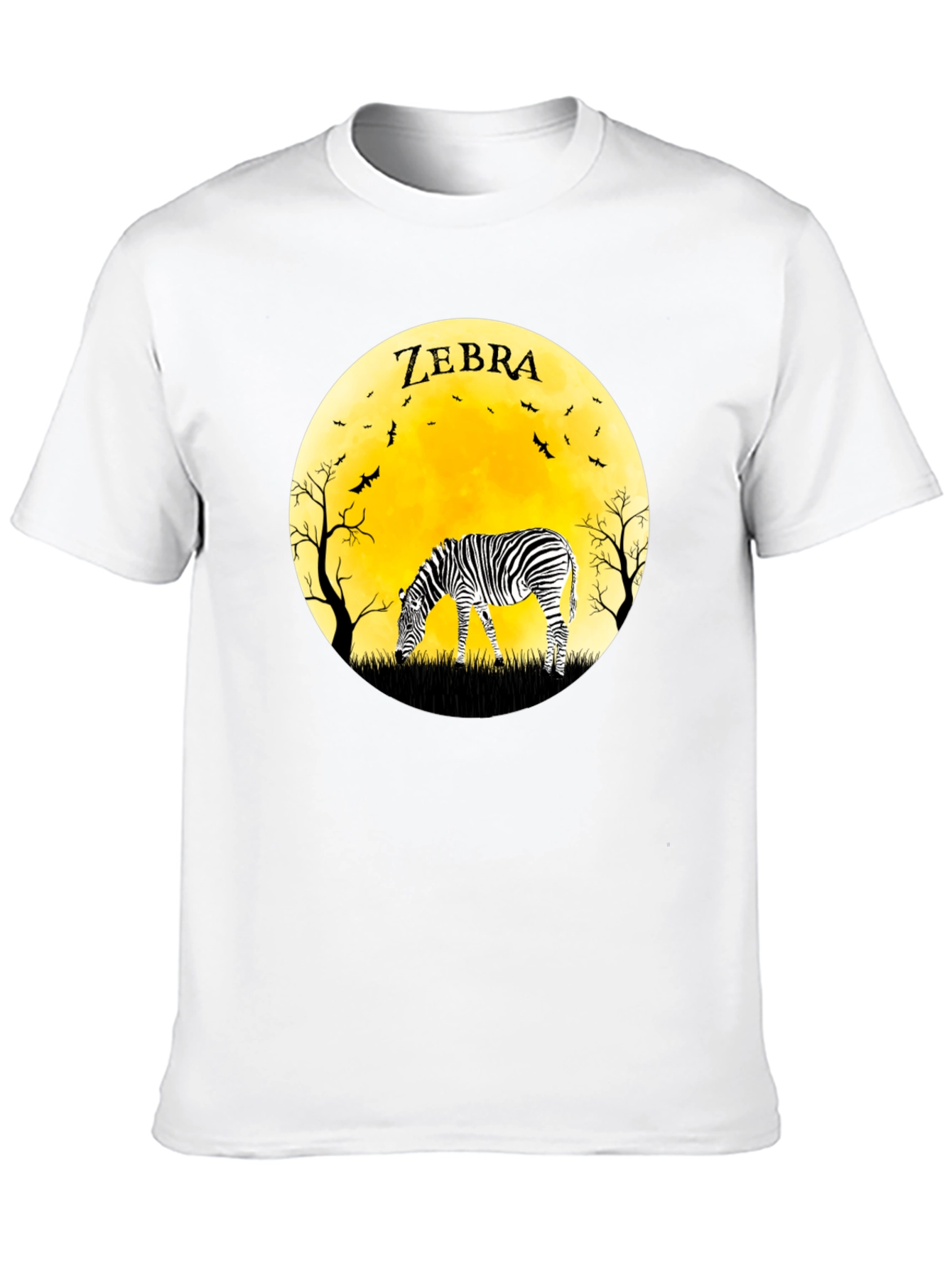 Zebra Moon Graphic Tee - Black Cotton T-Shirt