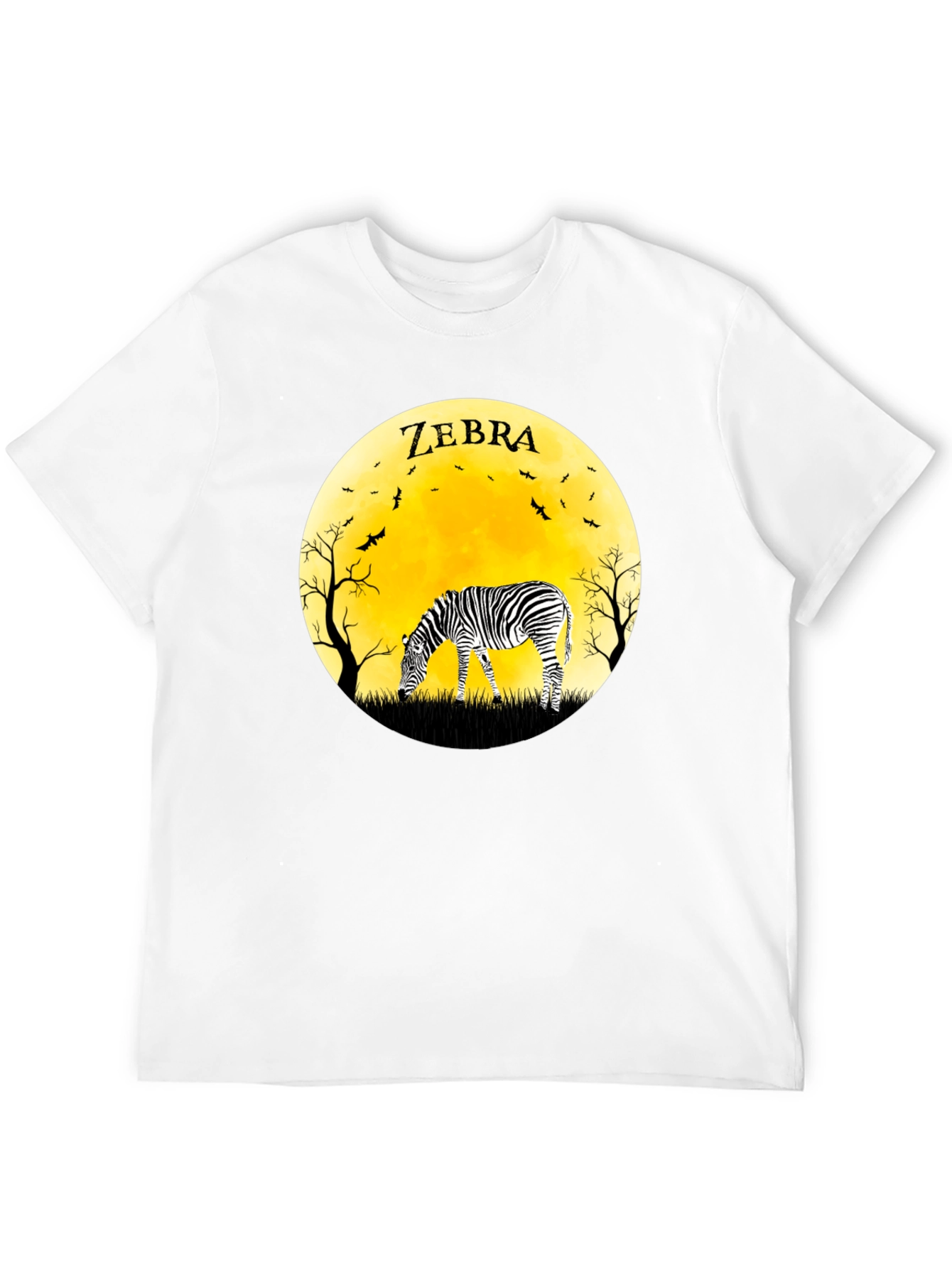 Zebra Moon Graphic Tee - Black Cotton T-Shirt