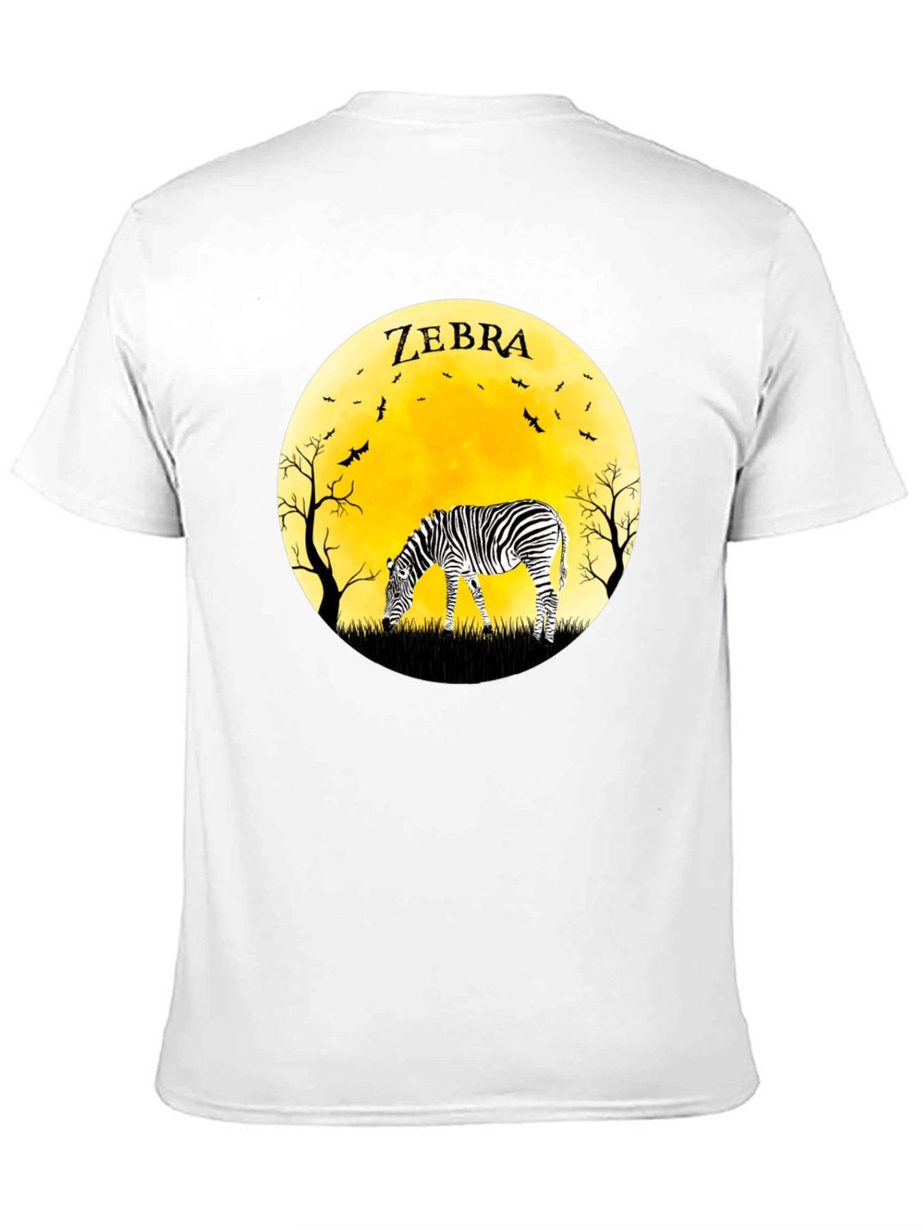 Zebra Moon Graphic Tee - Black Cotton T-Shirt
