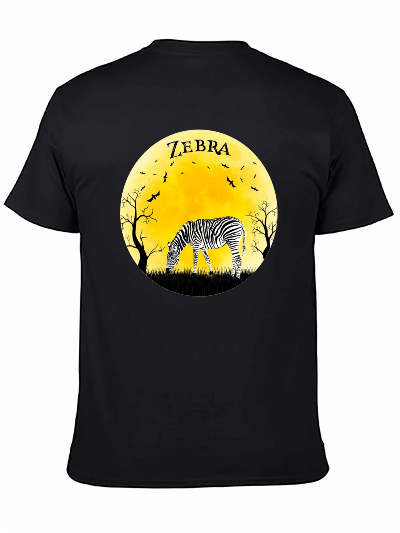 Zebra Moon Graphic Tee - Black Cotton T-Shirt