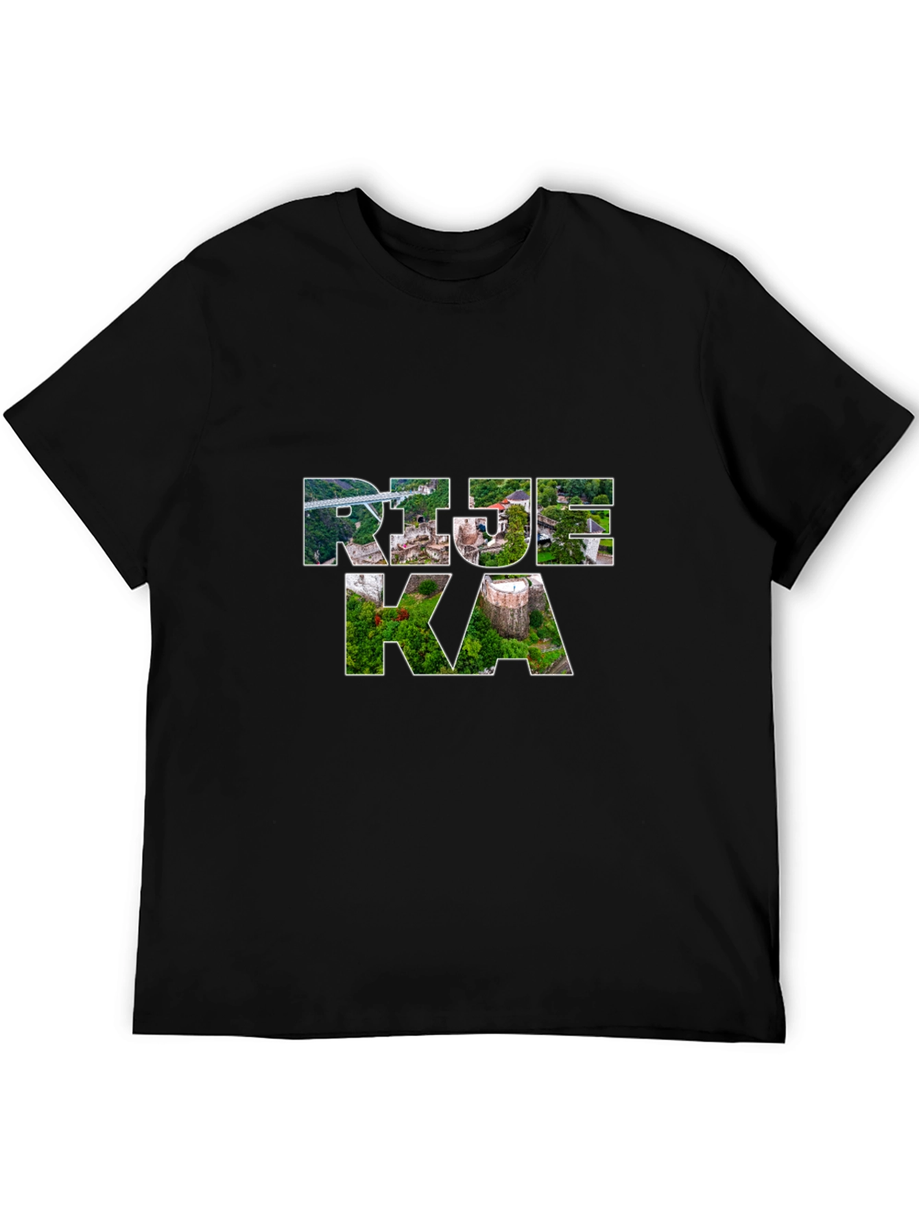 Rijeka Croatia Cityscape Tee - Black Graphic T-Shirt