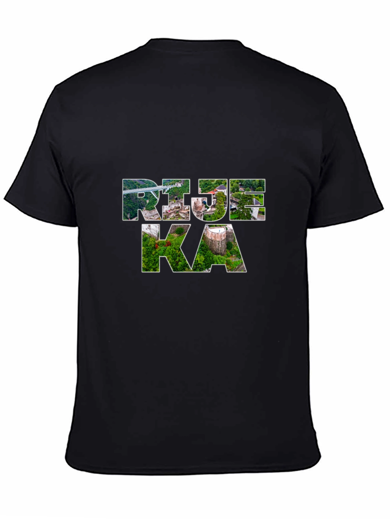 Rijeka Croatia Cityscape Tee - Black Graphic T-Shirt