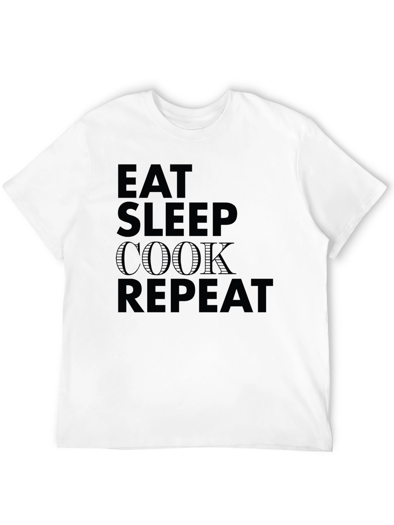 Eat Sleep Cook Repeat Black Crew Neck T-Shirt