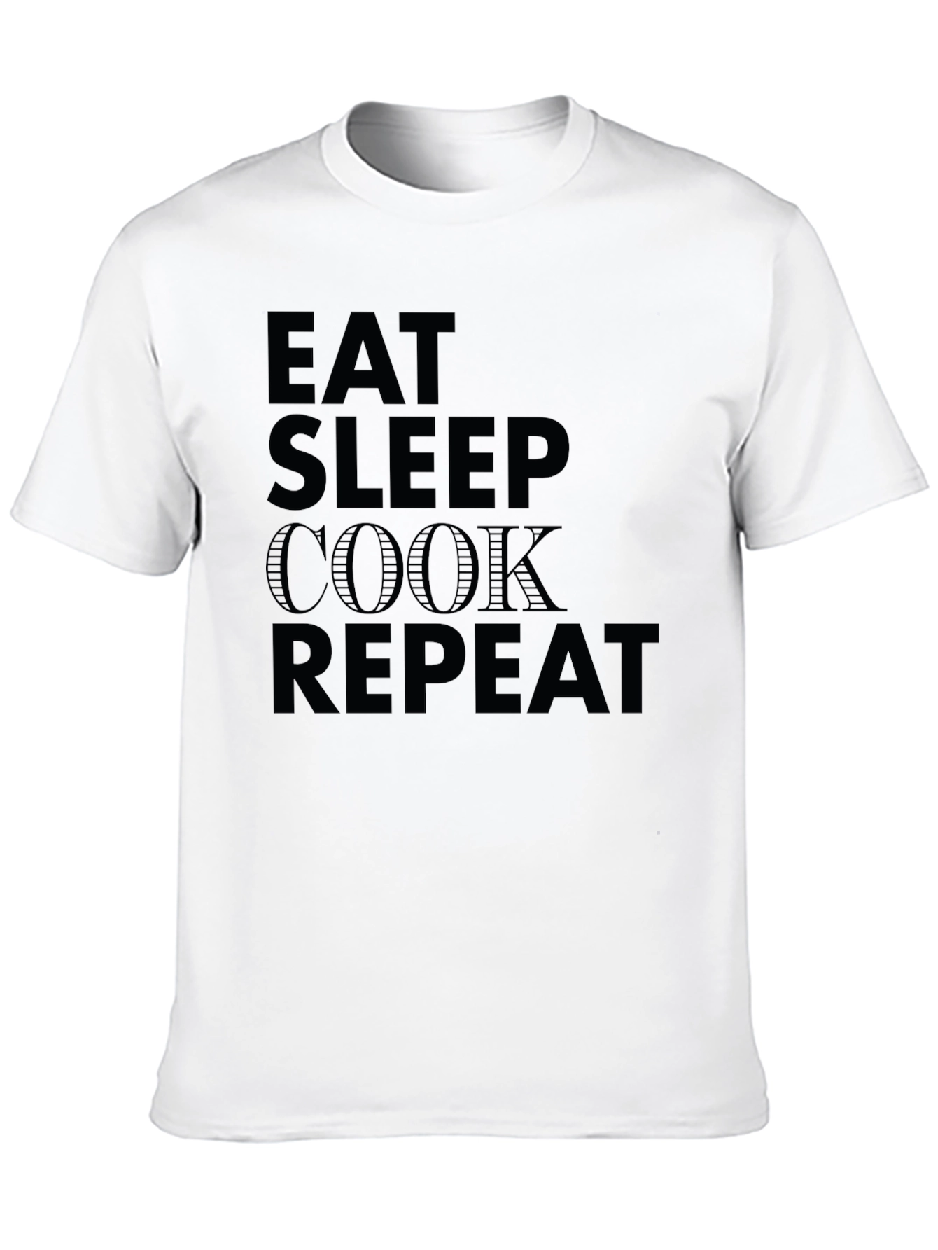 Eat Sleep Cook Repeat Black Crew Neck T-Shirt