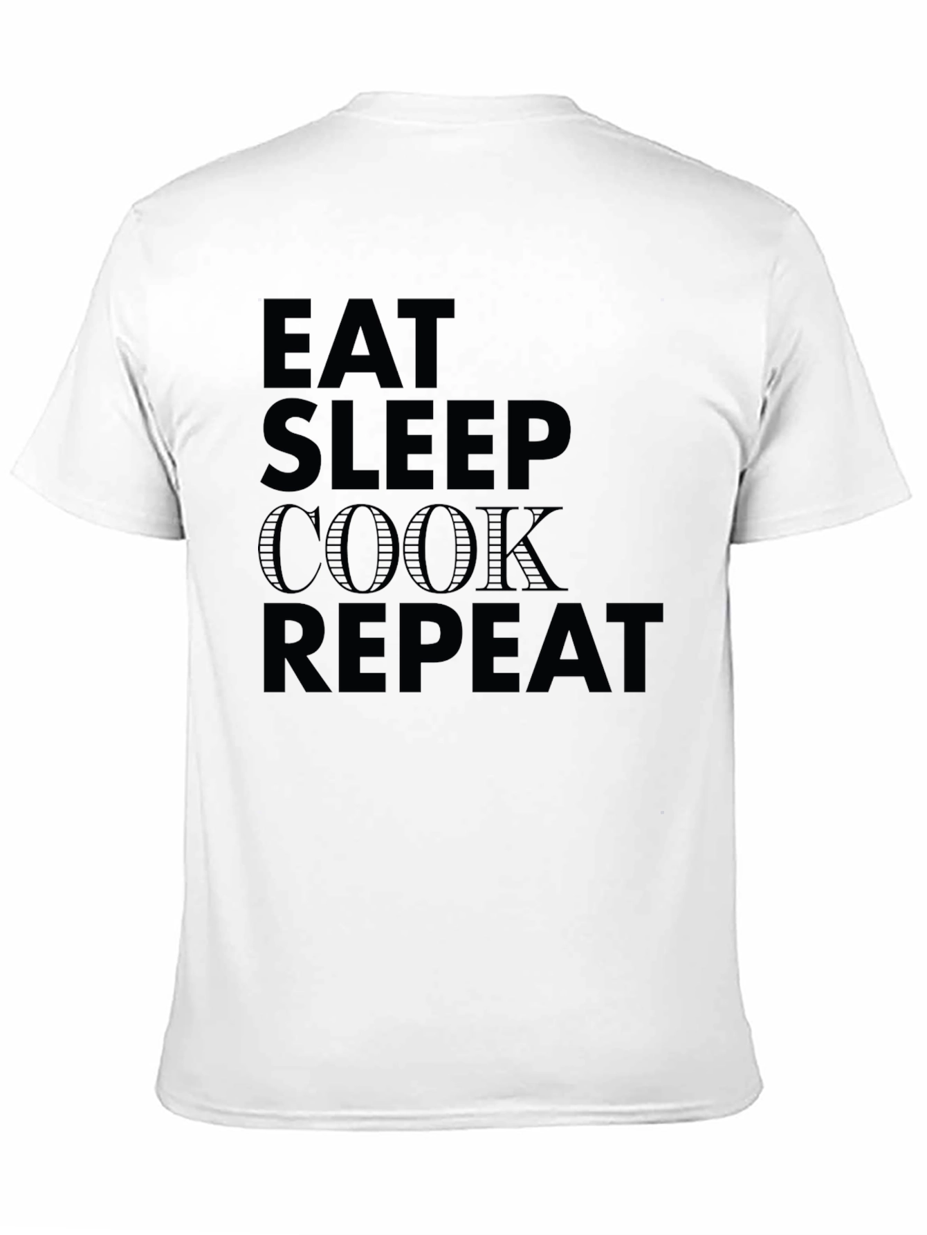 Eat Sleep Cook Repeat Black Crew Neck T-Shirt