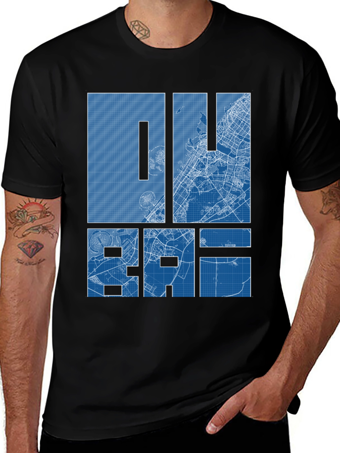 Dubai Blueprint Graphic T-Shirt