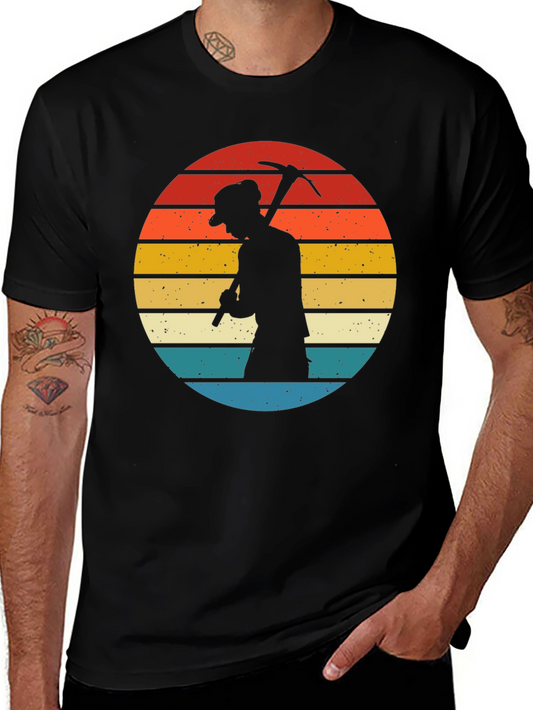 Vintage Miner Silhouette T-Shirt - Retro Style