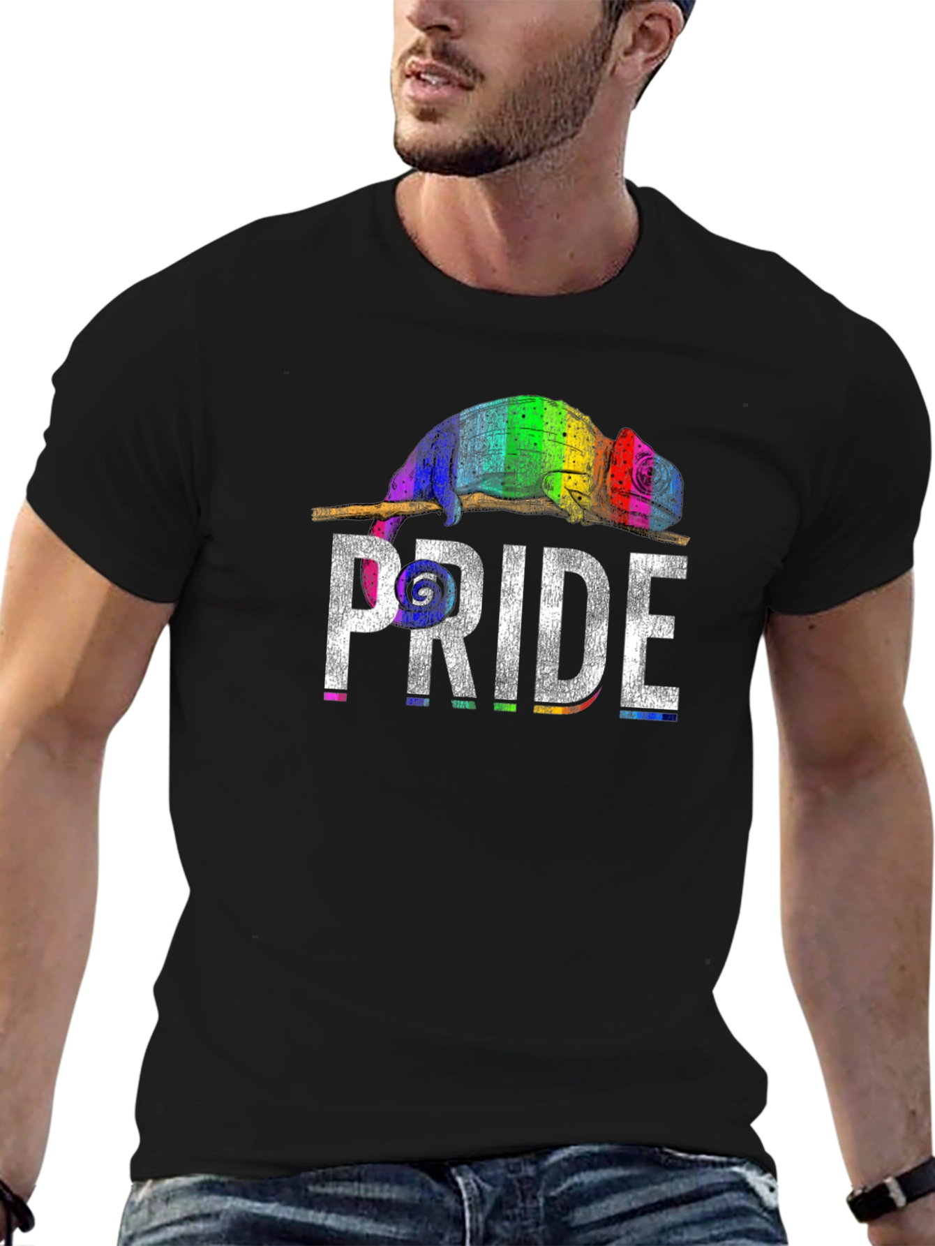 Pride Chameleon Graphic Tee - Unisex Black T-Shirt