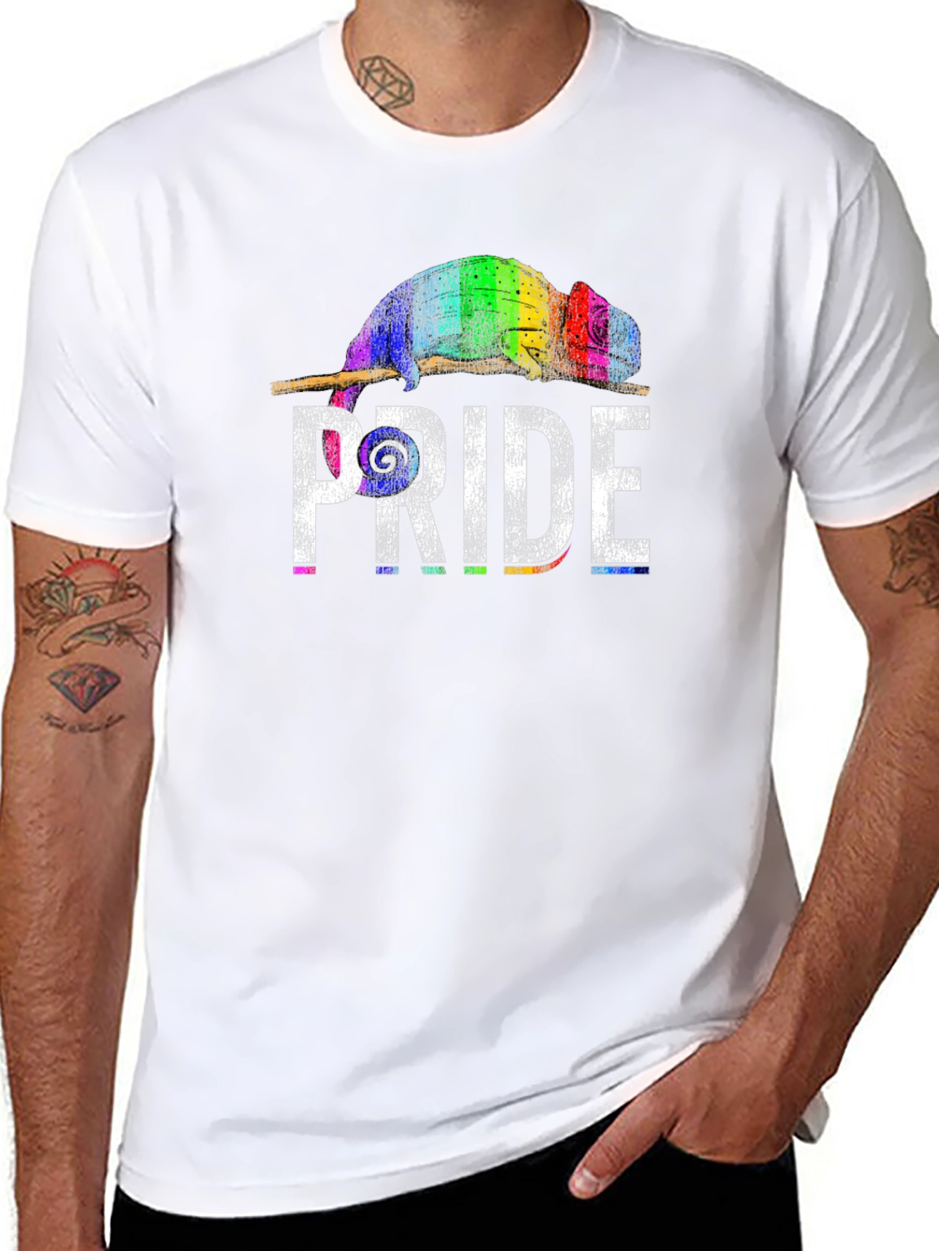 Pride Chameleon Graphic Tee - Unisex Black T-Shirt