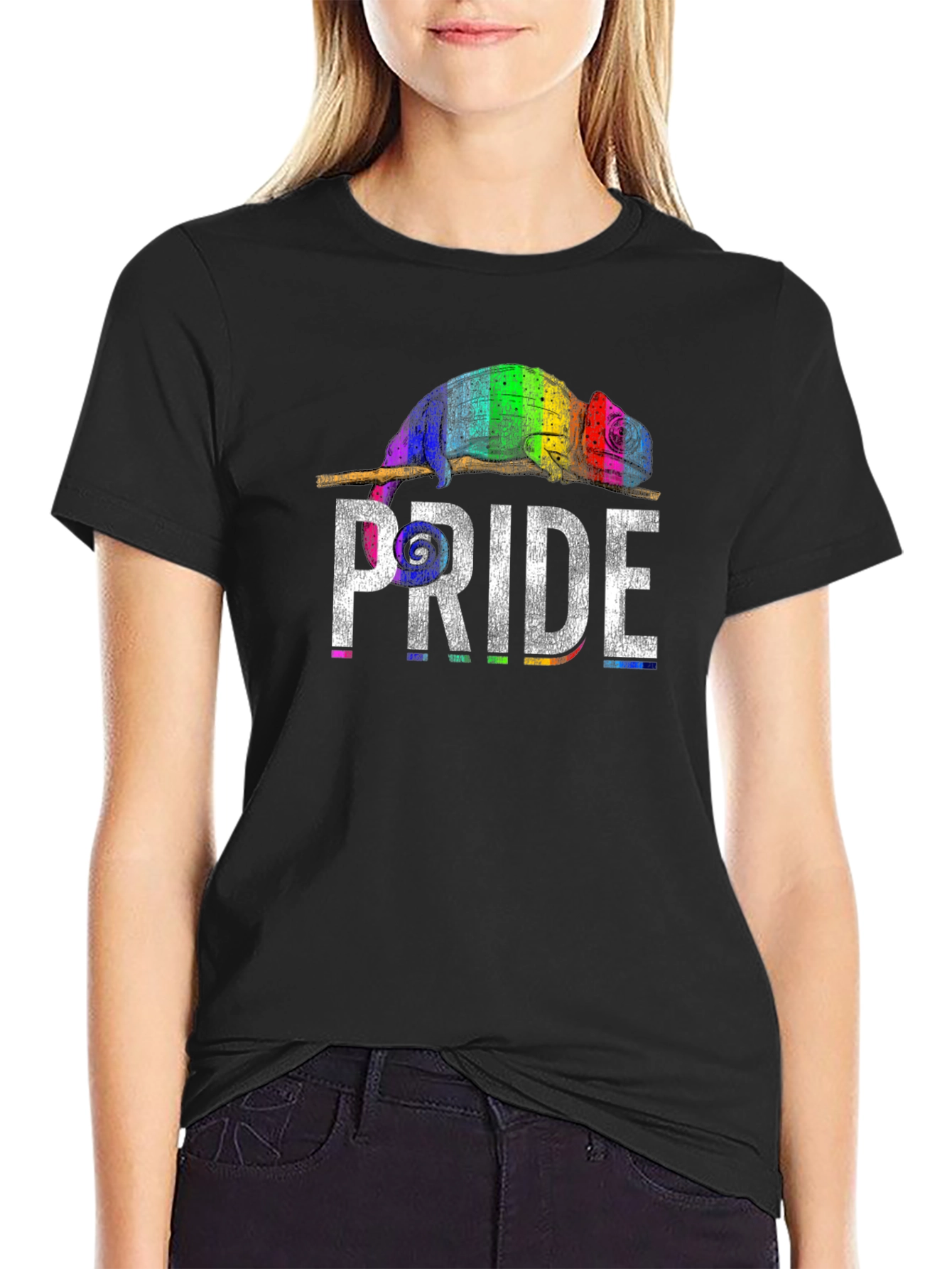 Pride Chameleon Graphic Tee - Unisex Black T-Shirt