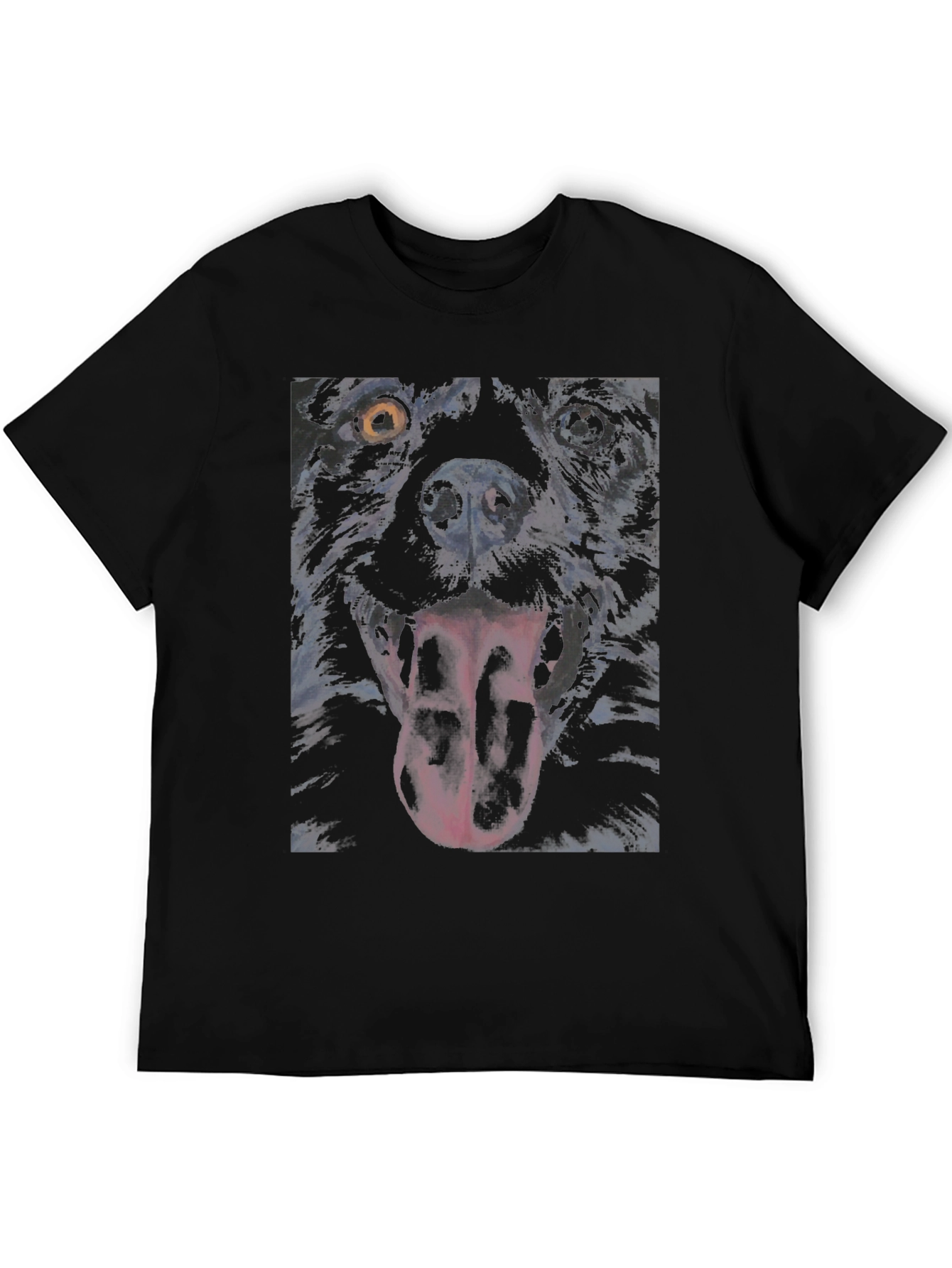 Dog Graphic Tee - Black Cotton Crew Neck
