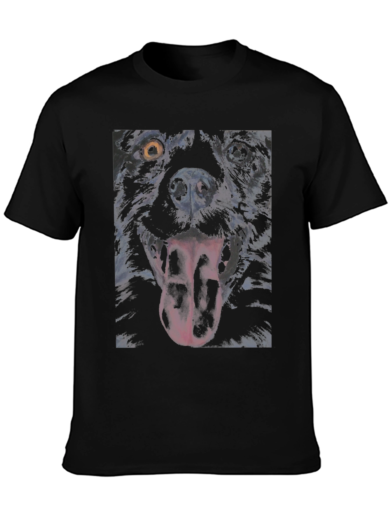 Dog Graphic Tee - Black Cotton Crew Neck
