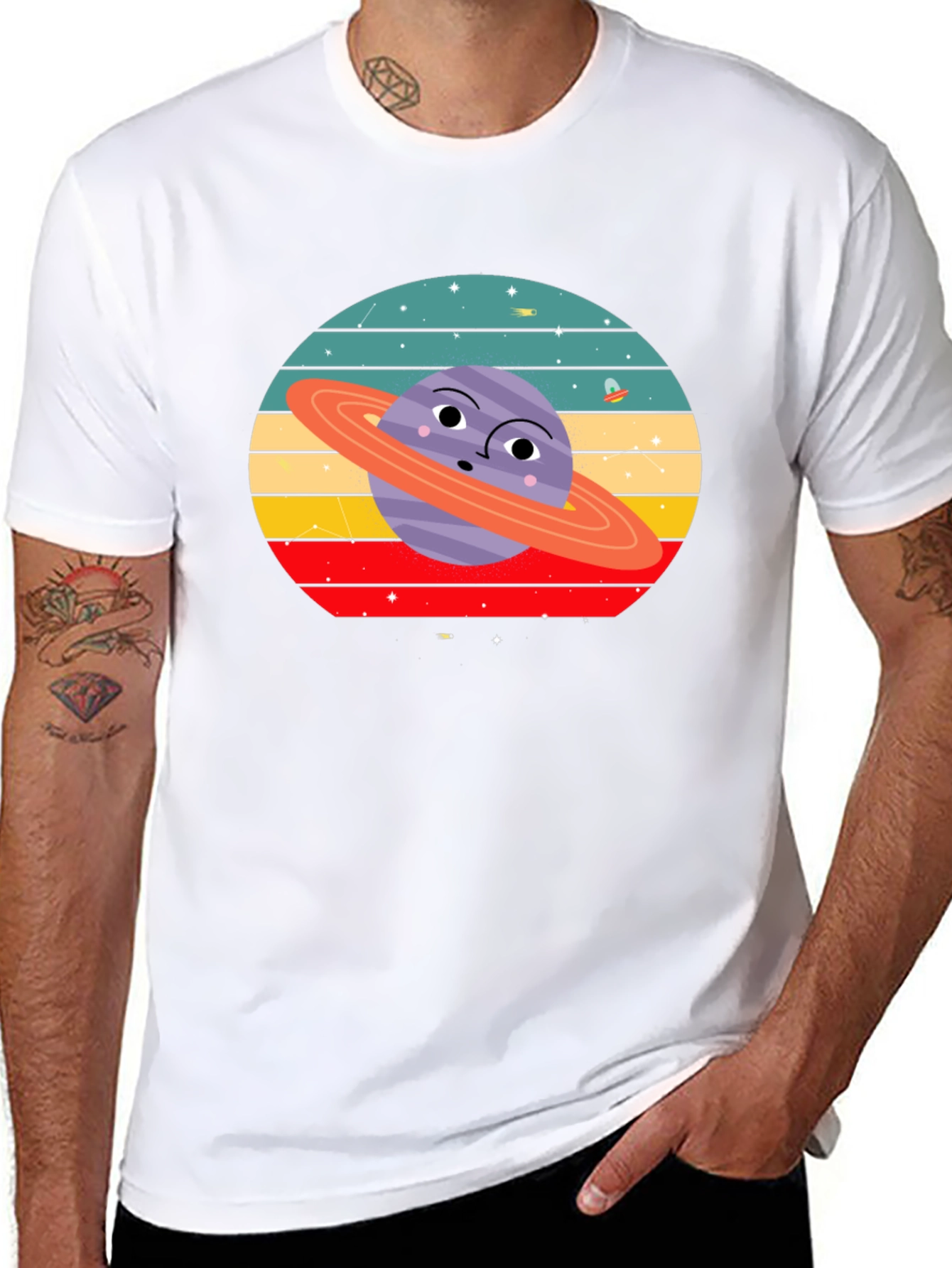 Retro Saturn Graphic Tee - Unique Planet Design
