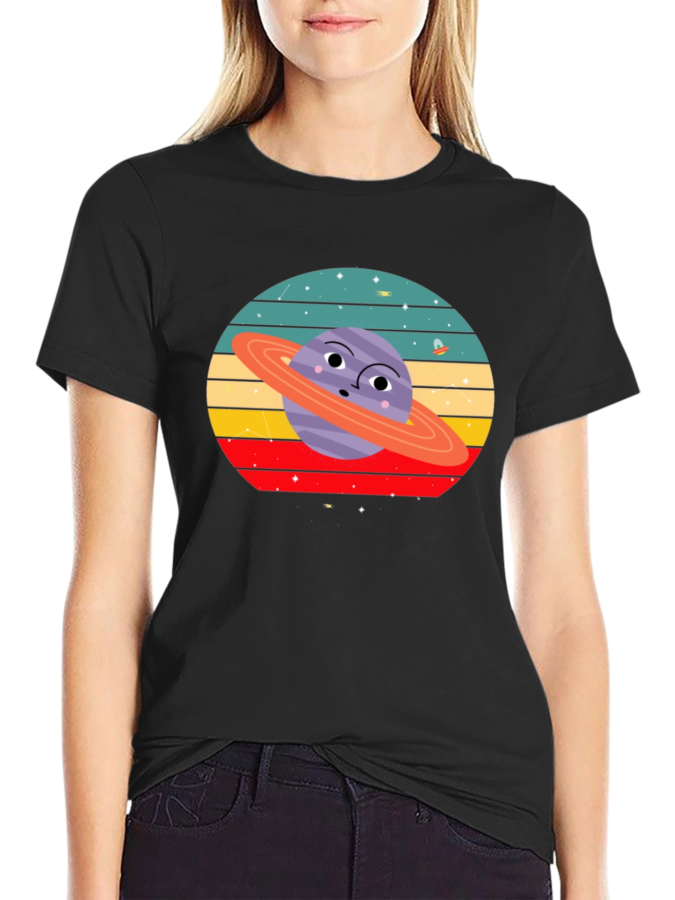 Retro Saturn Graphic Tee - Unique Planet Design