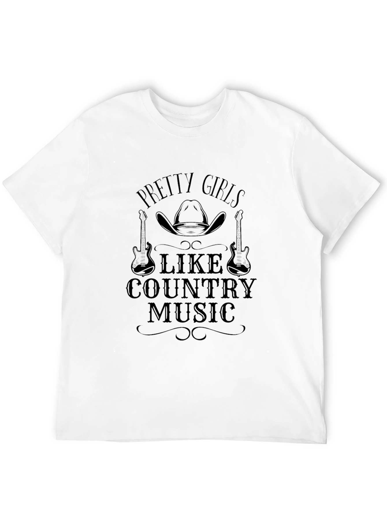 Pretty Girls Like Country Music Black Graphic Tee
