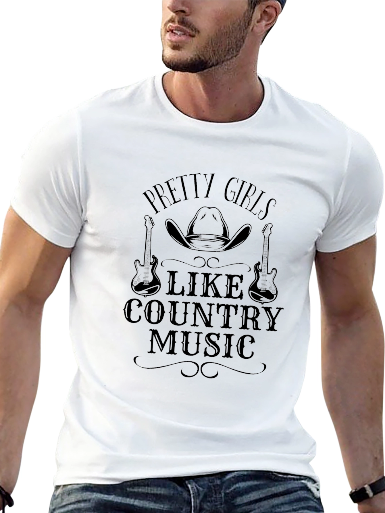 Pretty Girls Like Country Music Black Graphic Tee