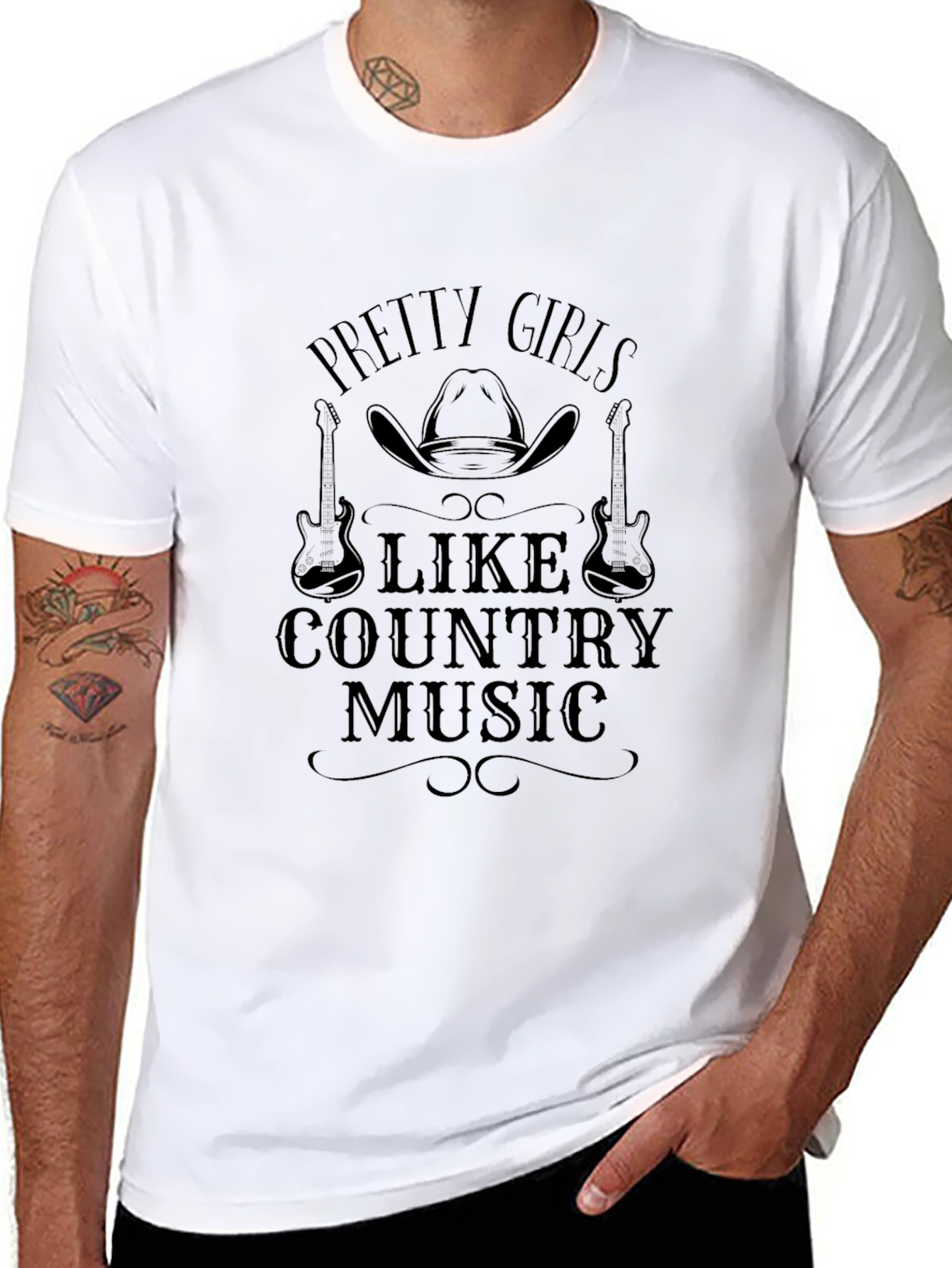 Pretty Girls Like Country Music Black Graphic Tee