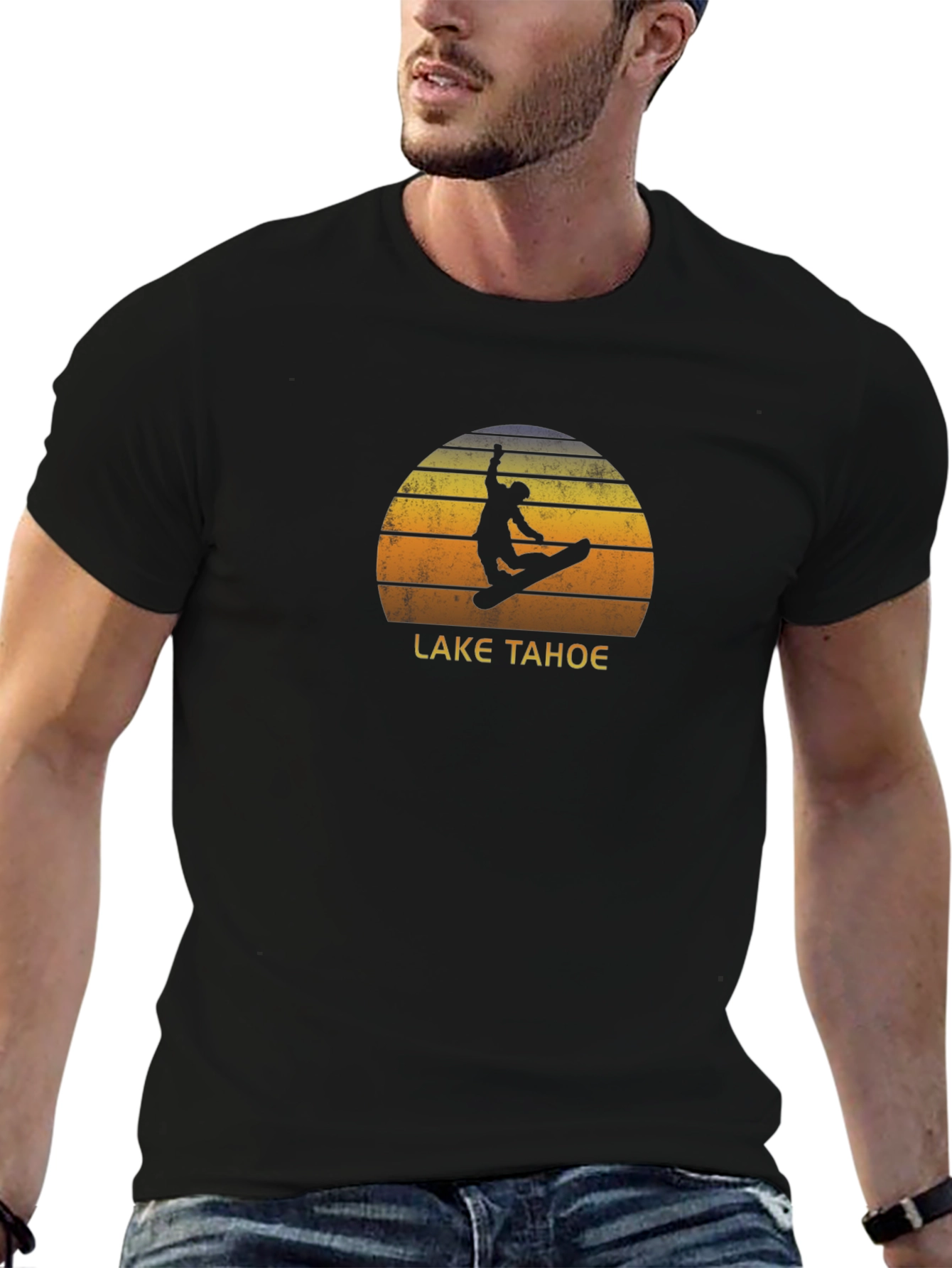Lake Tahoe Snowboard Sunset Graphic Tee