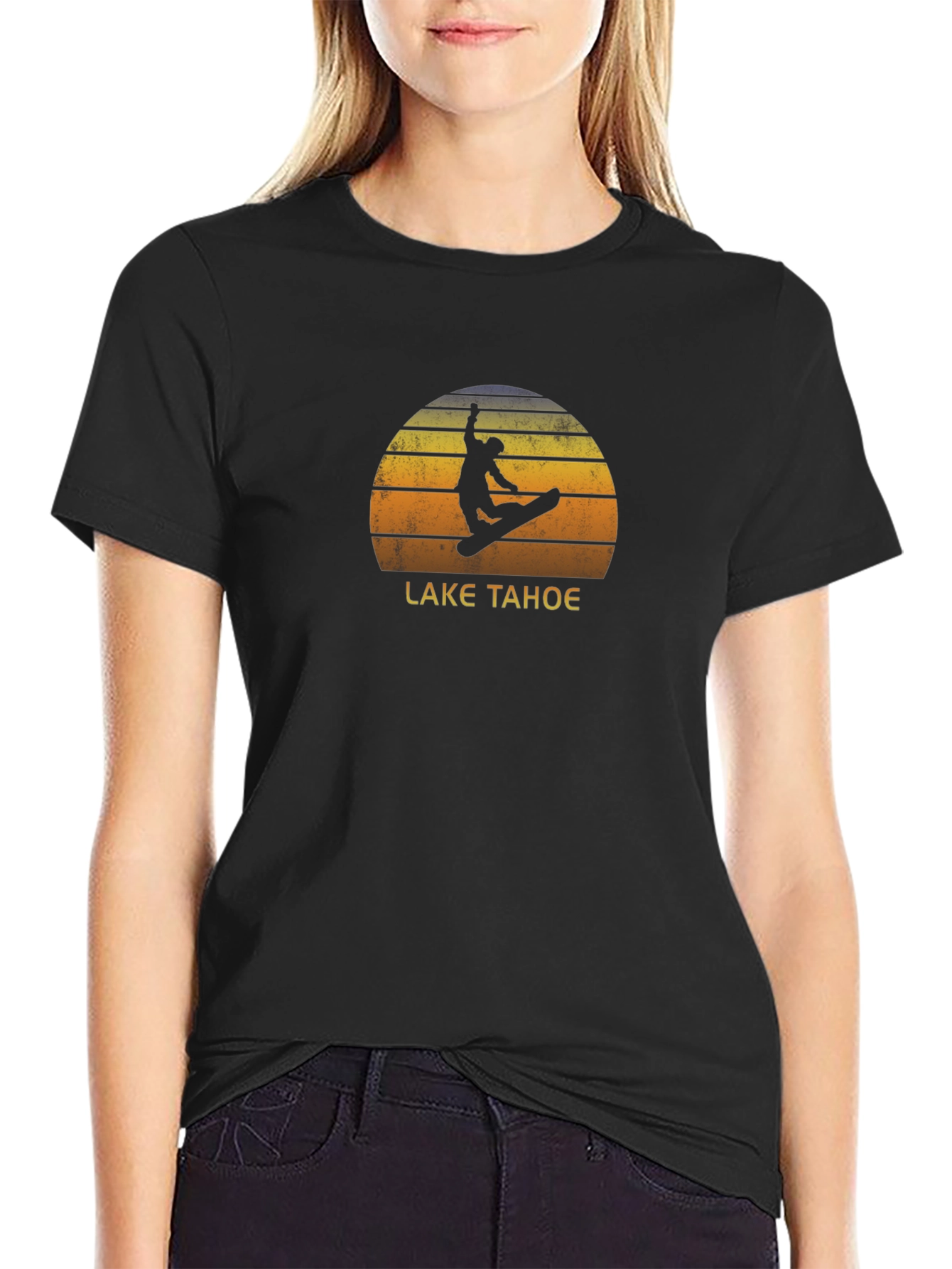 Lake Tahoe Snowboard Sunset Graphic Tee