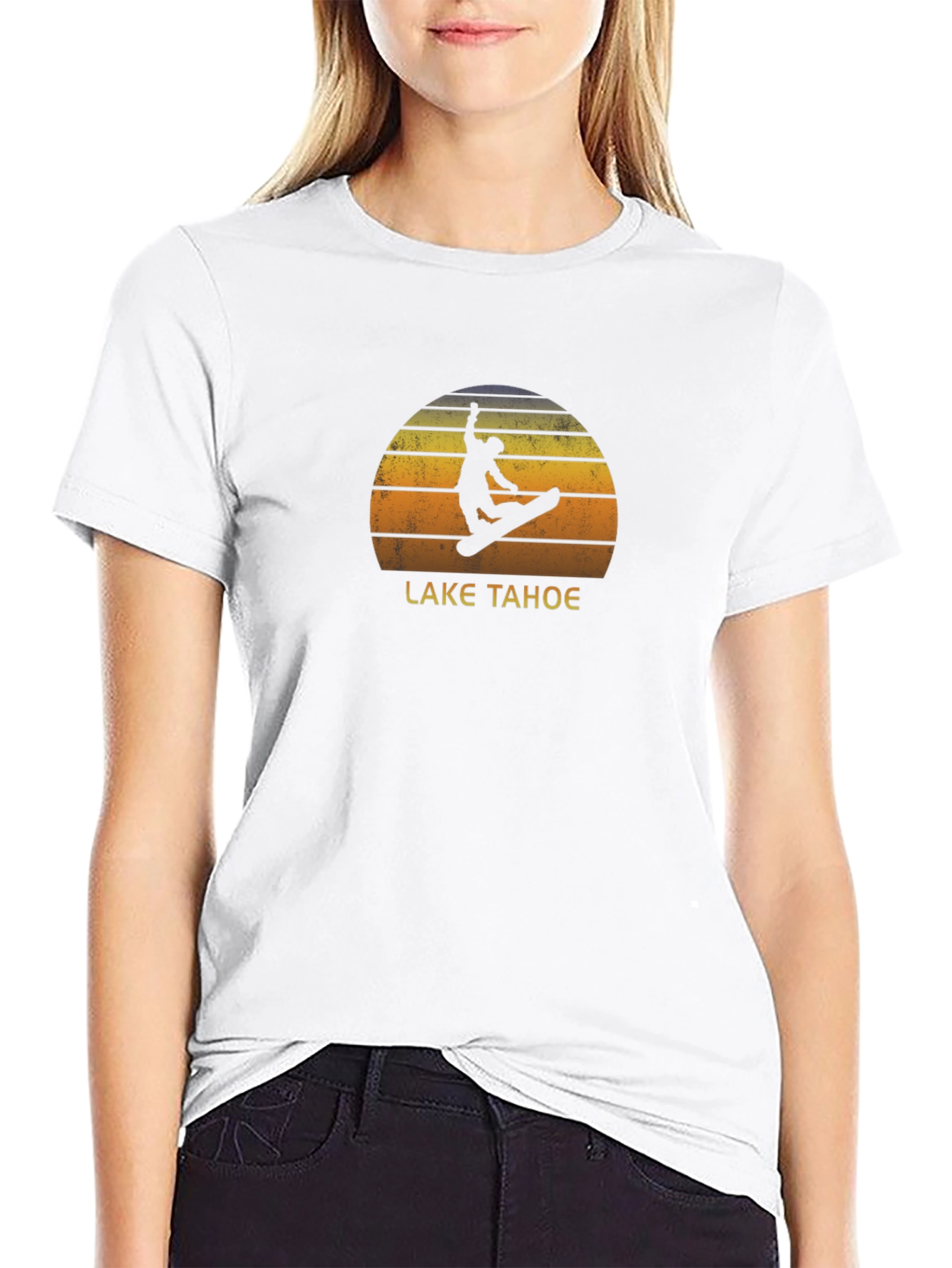 Lake Tahoe Snowboard Sunset Graphic Tee