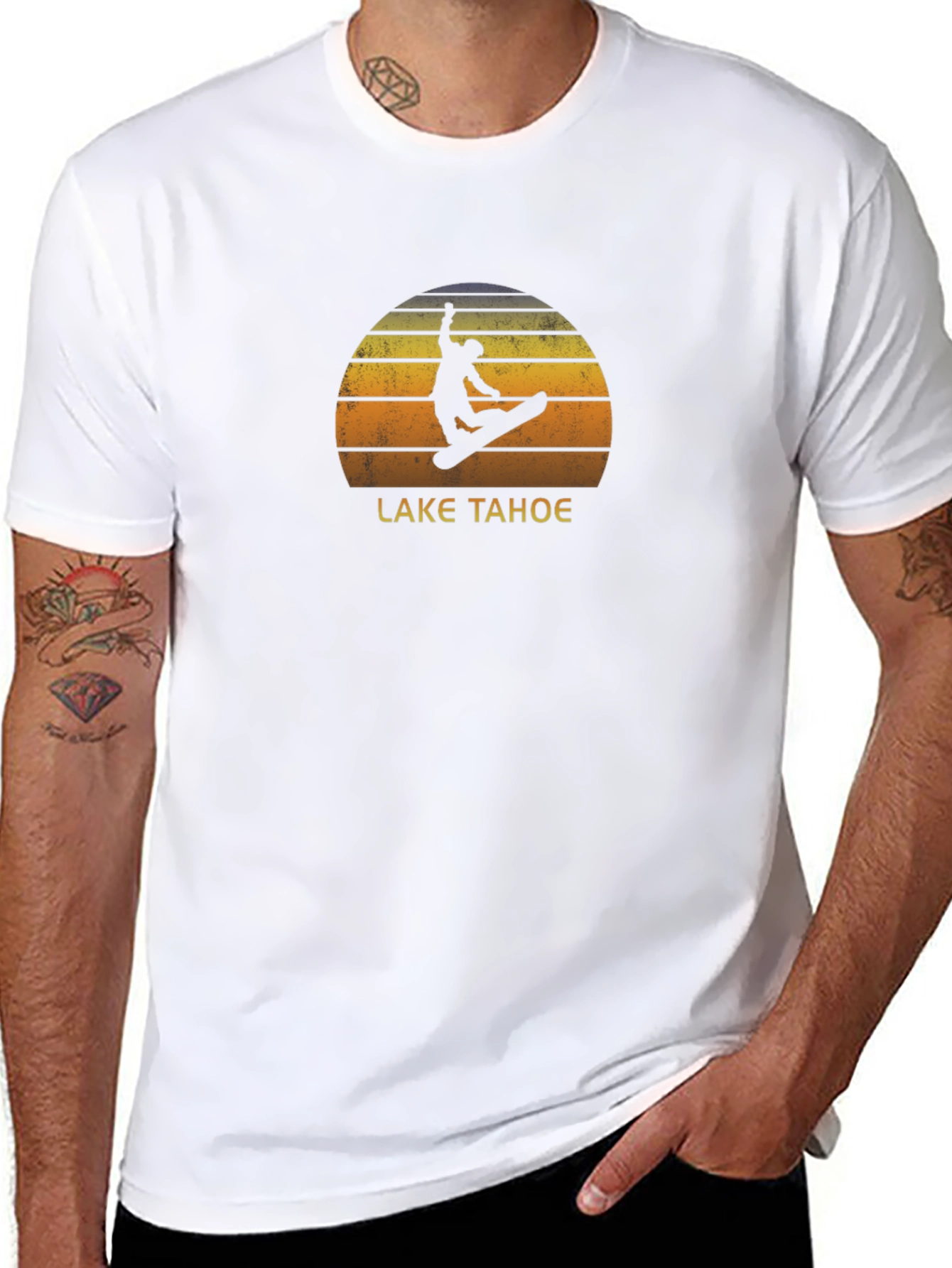 Lake Tahoe Snowboard Sunset Graphic Tee