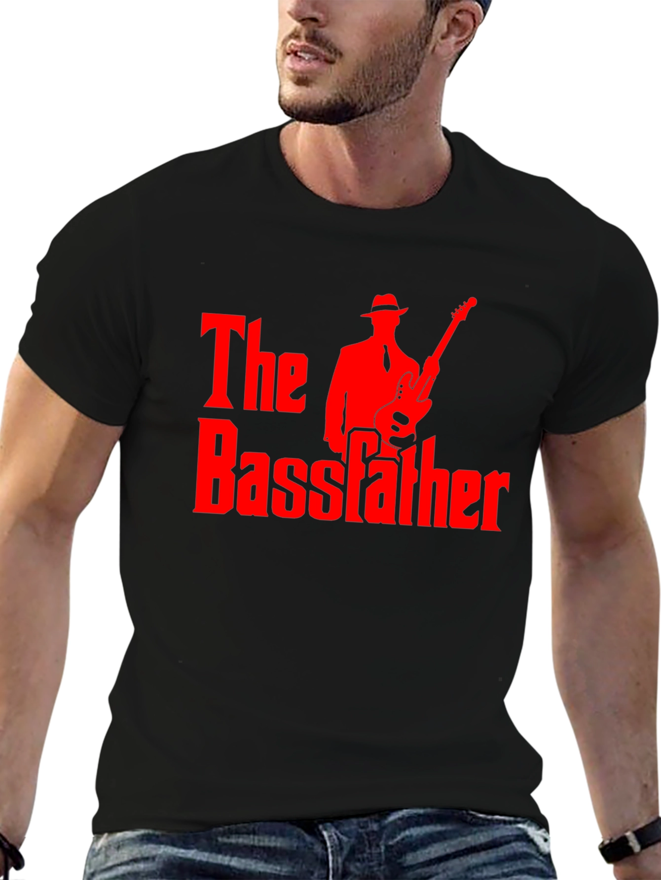 The Bassfather Black T-Shirt - Music Lover Graphic Tee