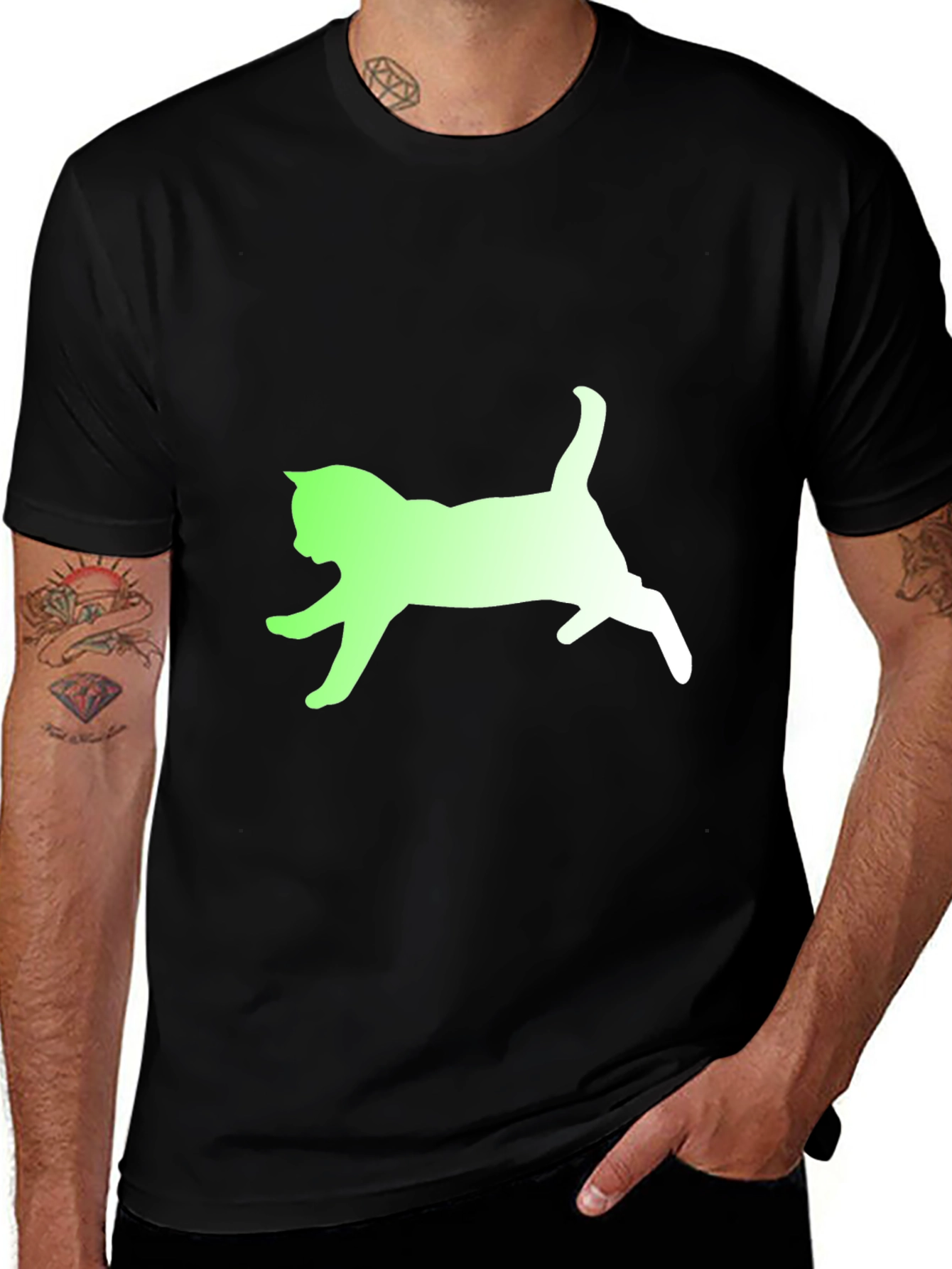 Cat Silhouette Graphic Tee - Soft Cotton Blend