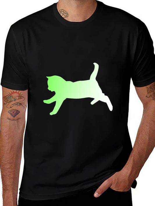 Cat Silhouette Graphic Tee - Soft Cotton Blend