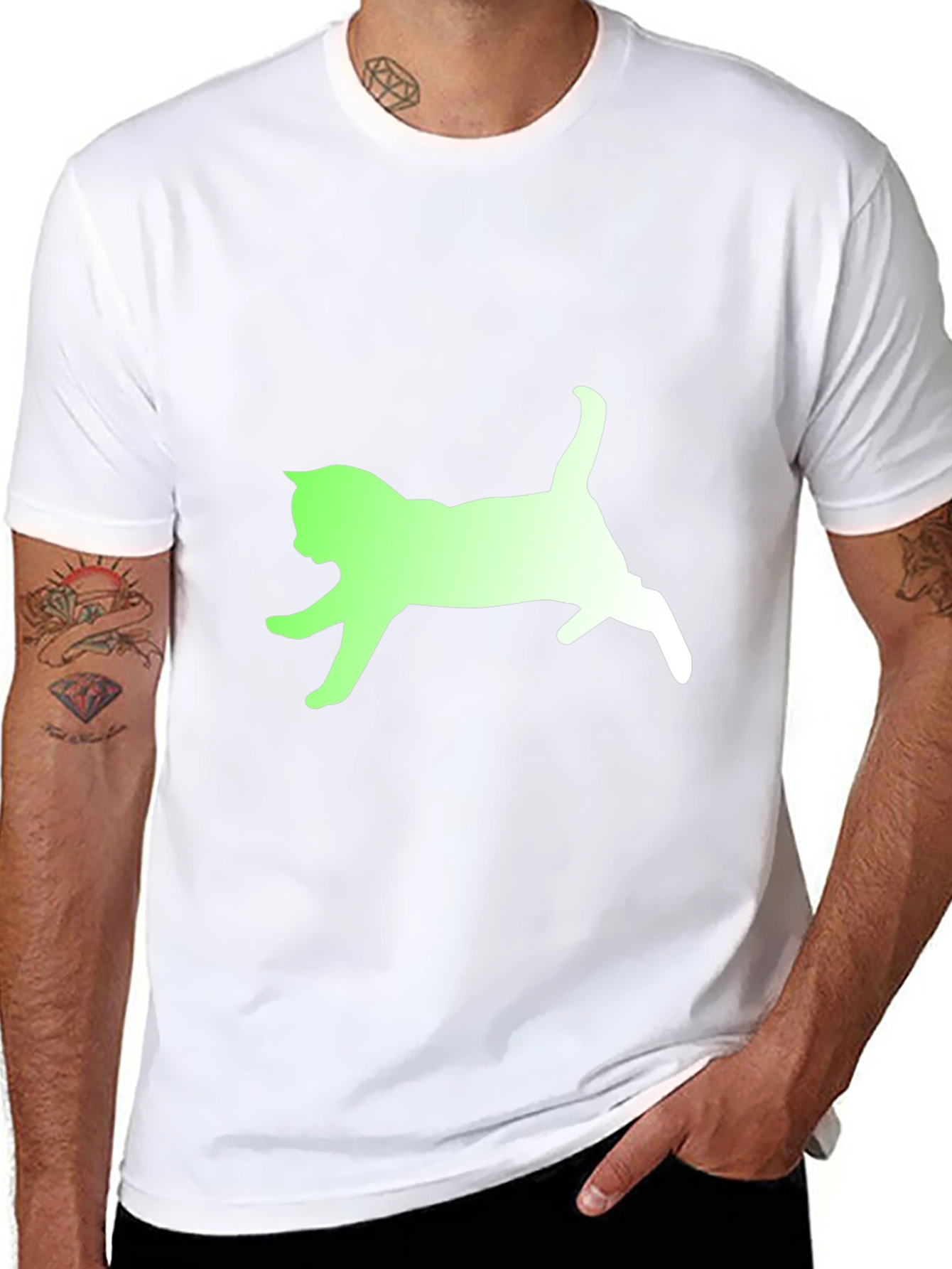 Cat Silhouette Graphic Tee - Soft Cotton Blend