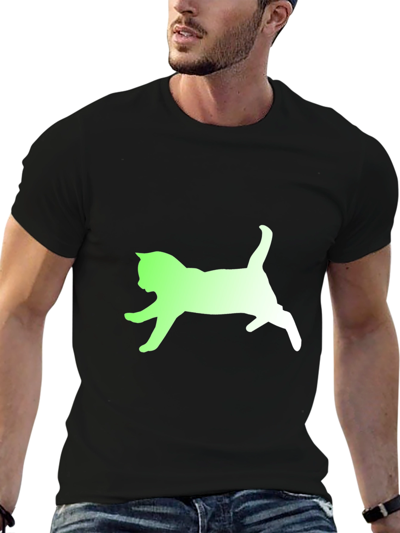 Cat Silhouette Graphic Tee - Soft Cotton Blend