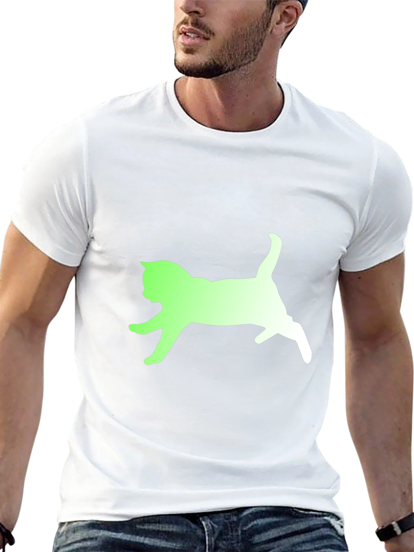 Cat Silhouette Graphic Tee - Soft Cotton Blend