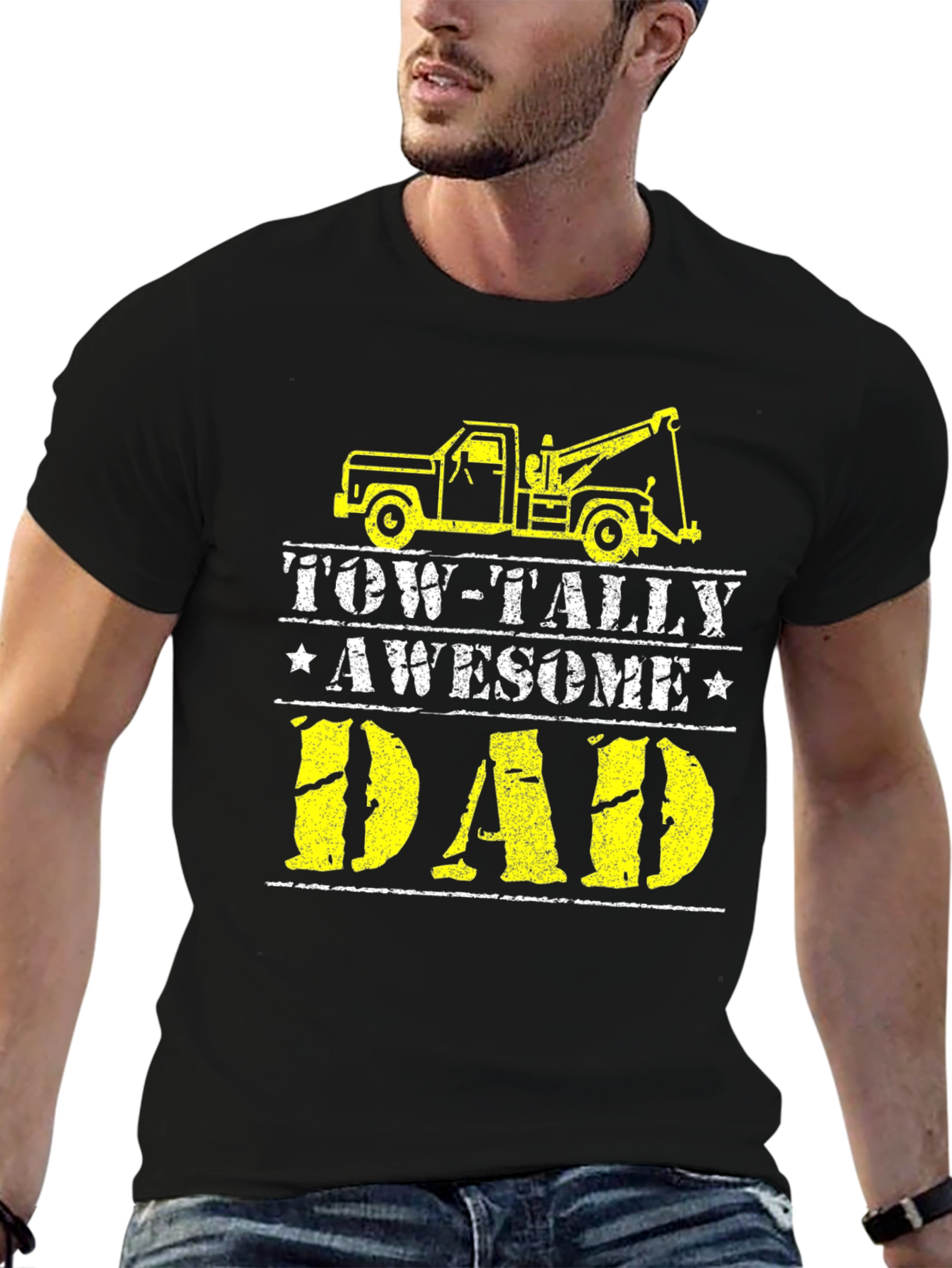Tow-Tally Awesome Dad Black T-Shirt