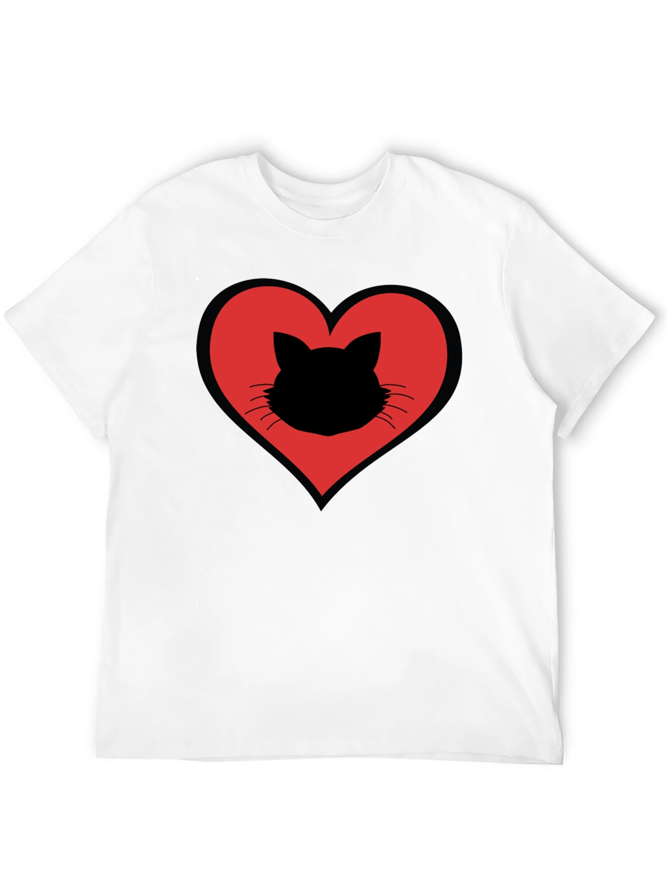 Cat Heart T-Shirt - Stylish Black Cotton Tee