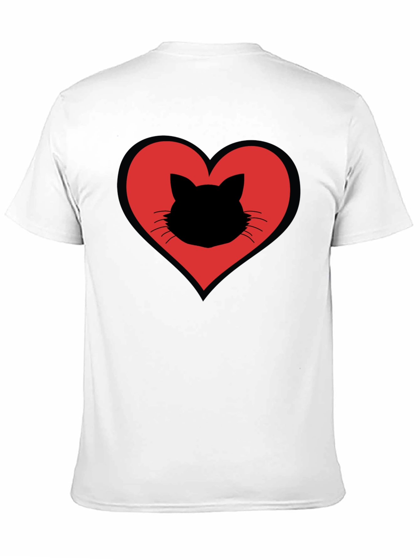 Cat Heart T-Shirt - Stylish Black Cotton Tee