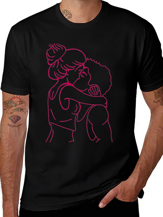 Romantic Embrace Graphic Tee - Black