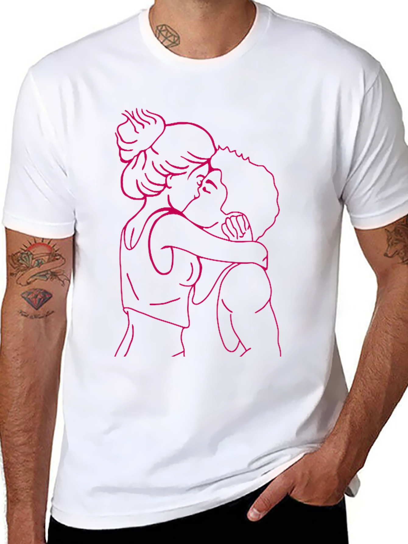 Romantic Embrace Graphic Tee - Black
