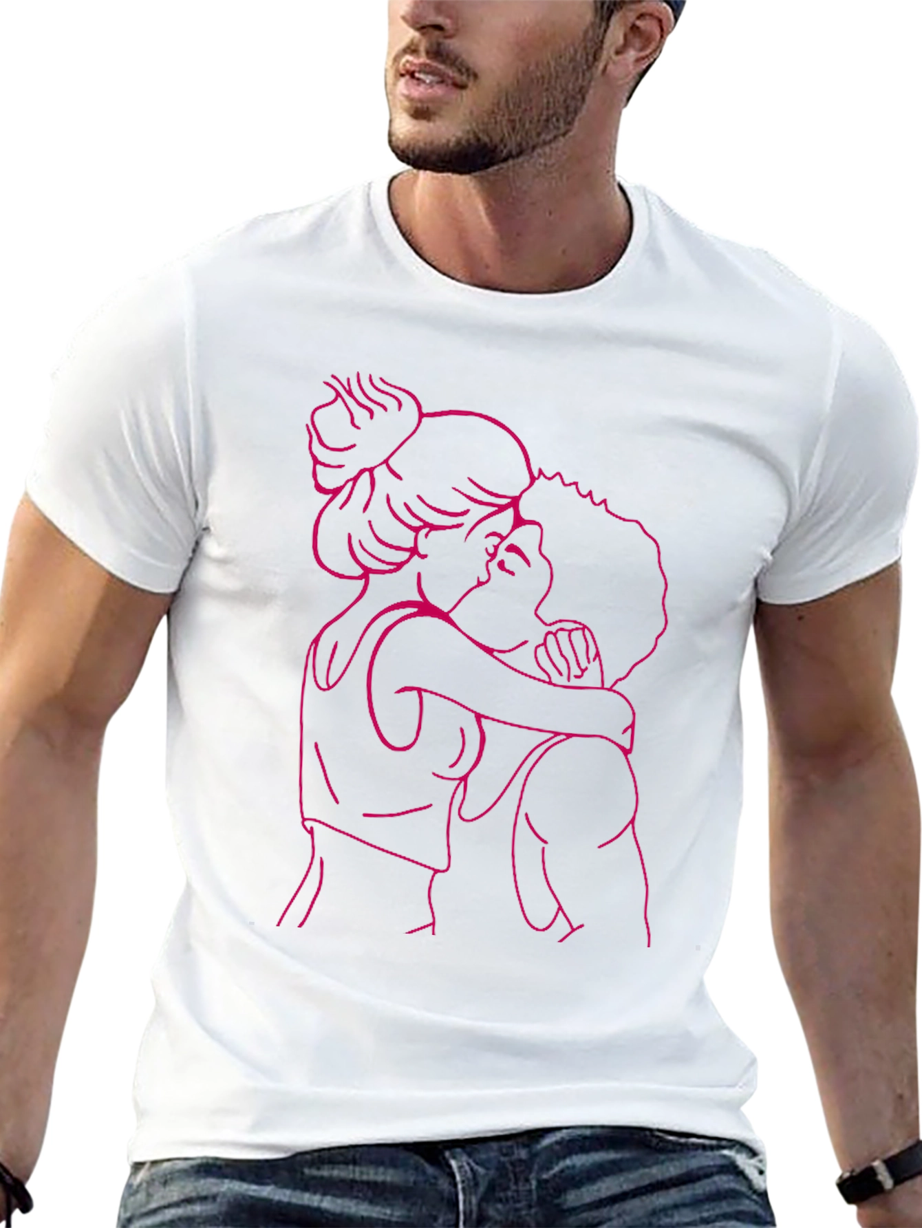Romantic Embrace Graphic Tee - Black