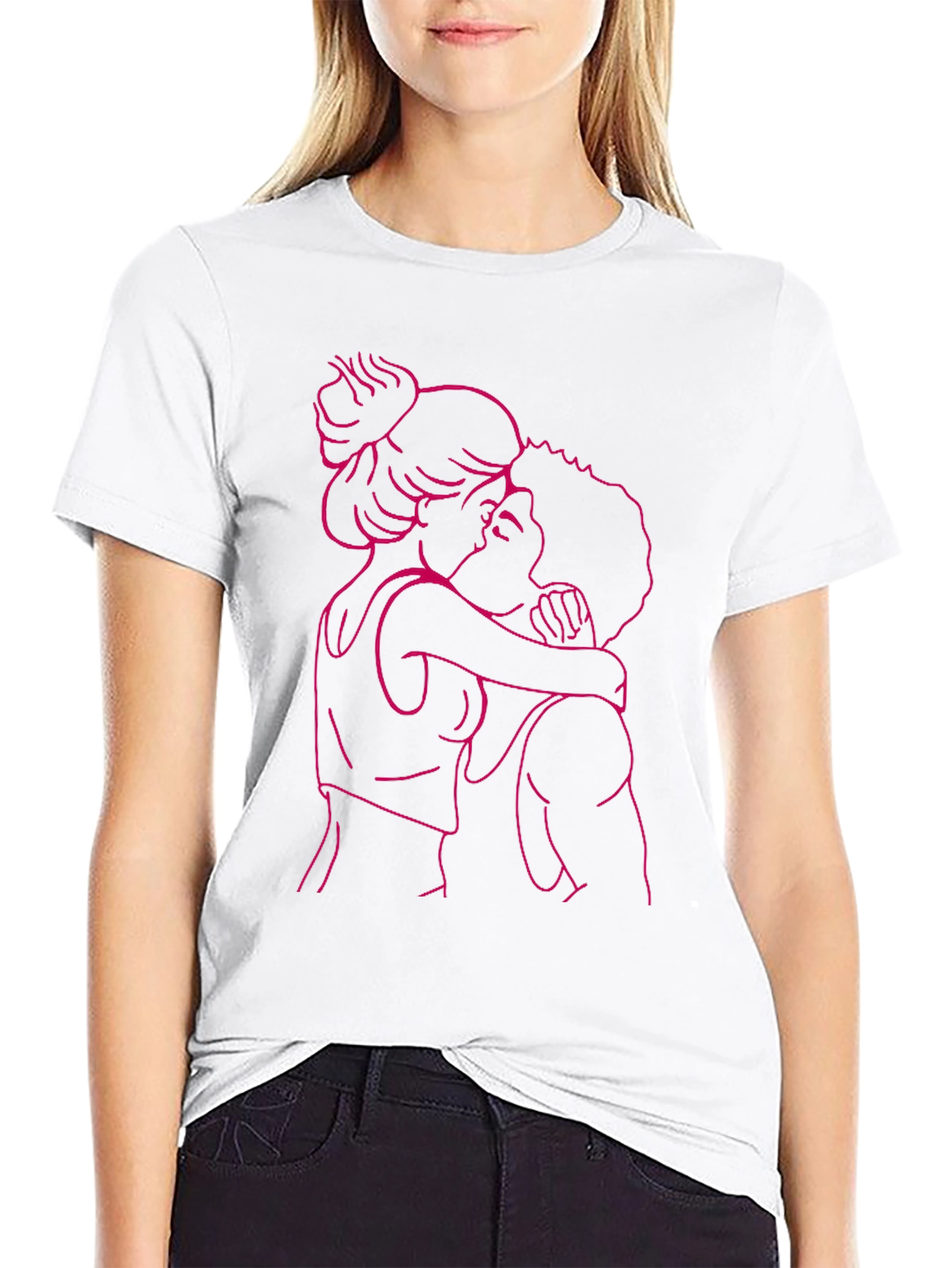 Romantic Embrace Graphic Tee - Black