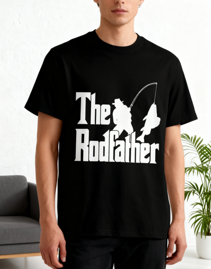 The Rodfather Fishing T-Shirt - Funny Angler Graphic Tee for Fishing Enthusiasts & Dad Gifts1370549