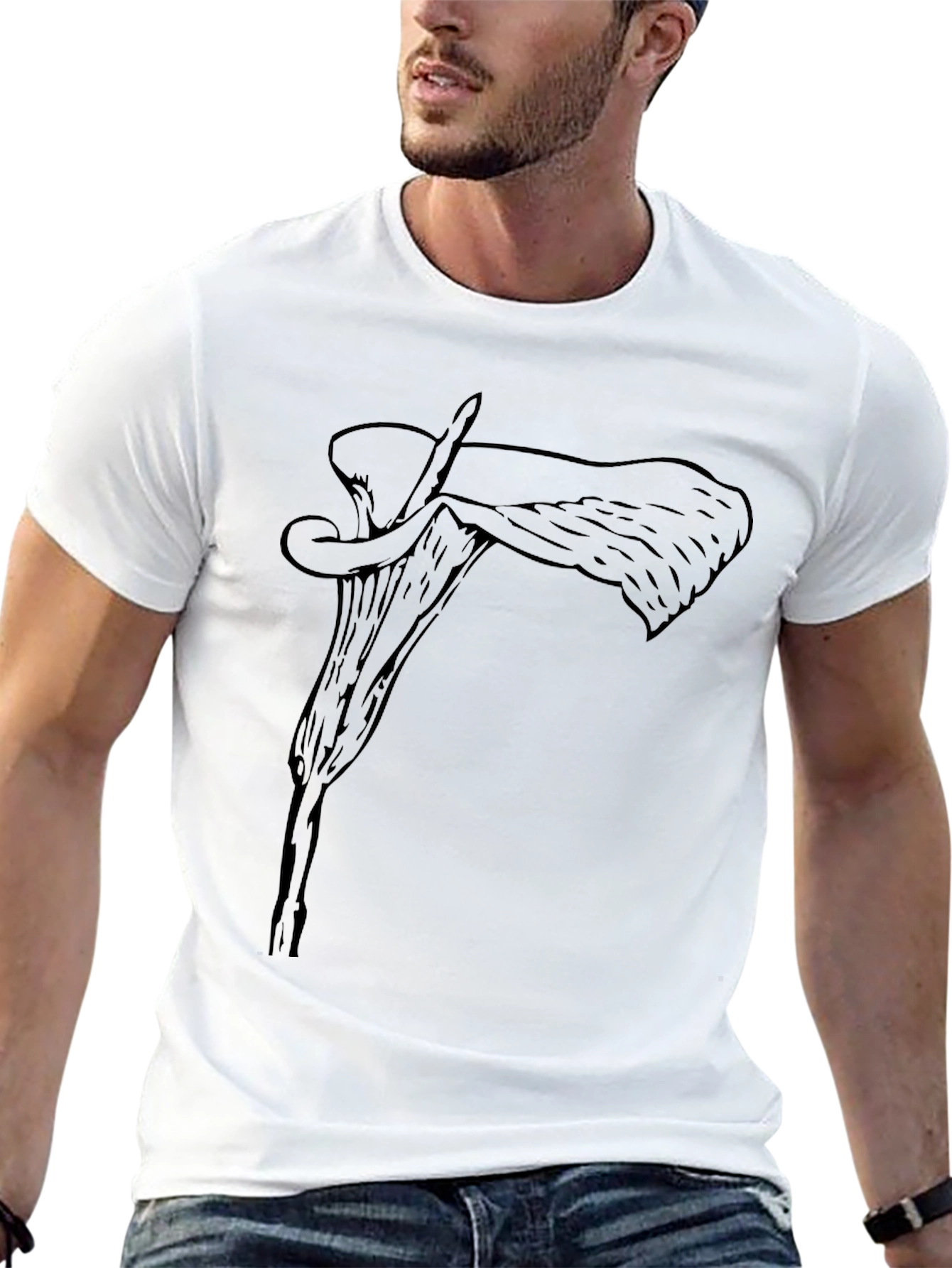 Mens Black T-Shirt with Floral Graphic