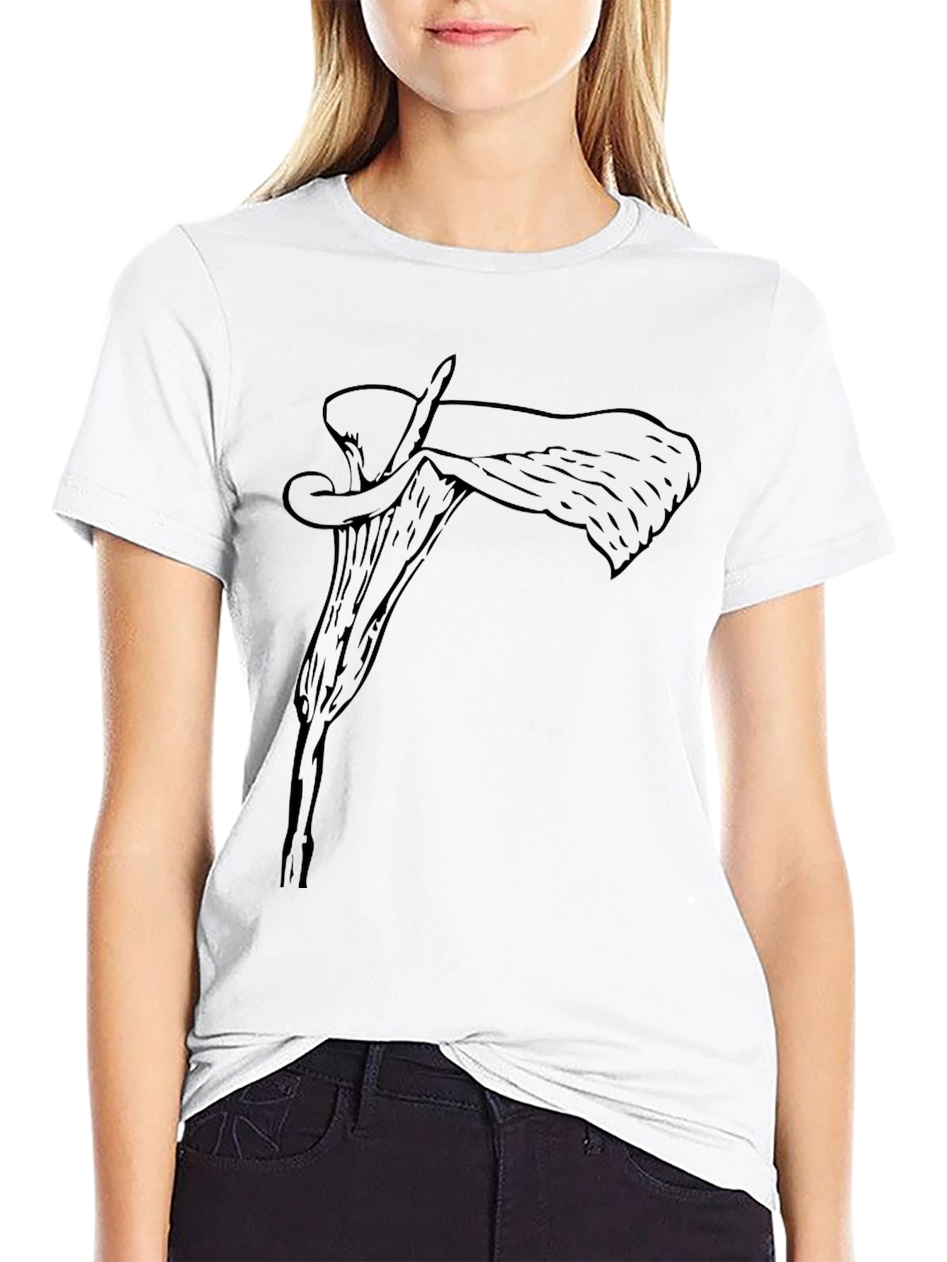 Mens Black T-Shirt with Floral Graphic