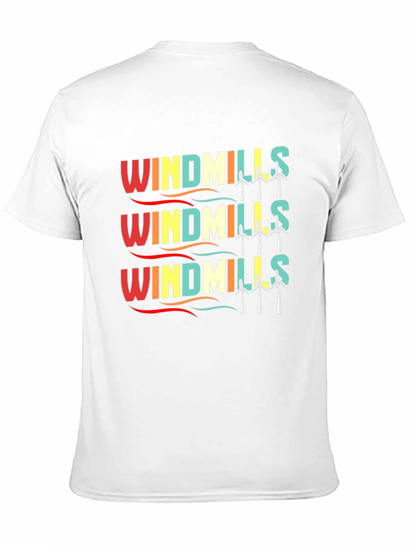 Retro Windmills Graphic T-Shirt - Black